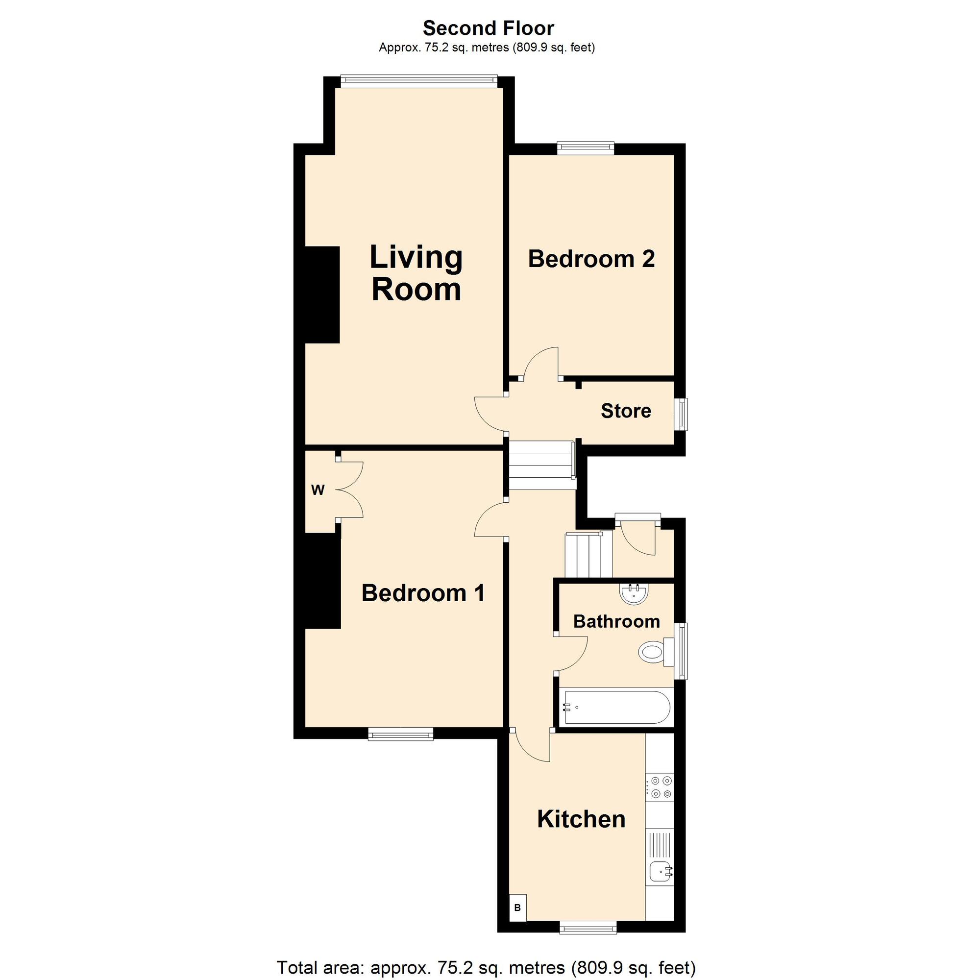 Floorplan of 2 bedroom  Flat for sale, Sandgate Hill, Sandgate, Kent, CT20
