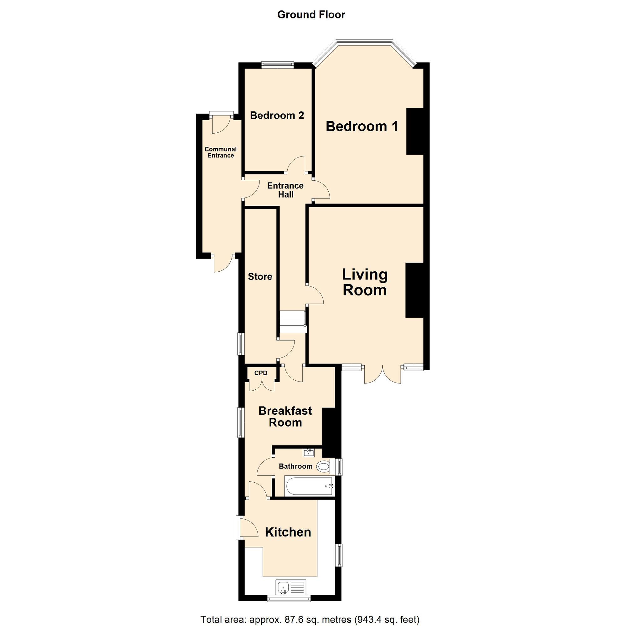 Floorplan of 2 bedroom  Flat for sale, Radnor Park Road, Folkestone, Kent, CT19