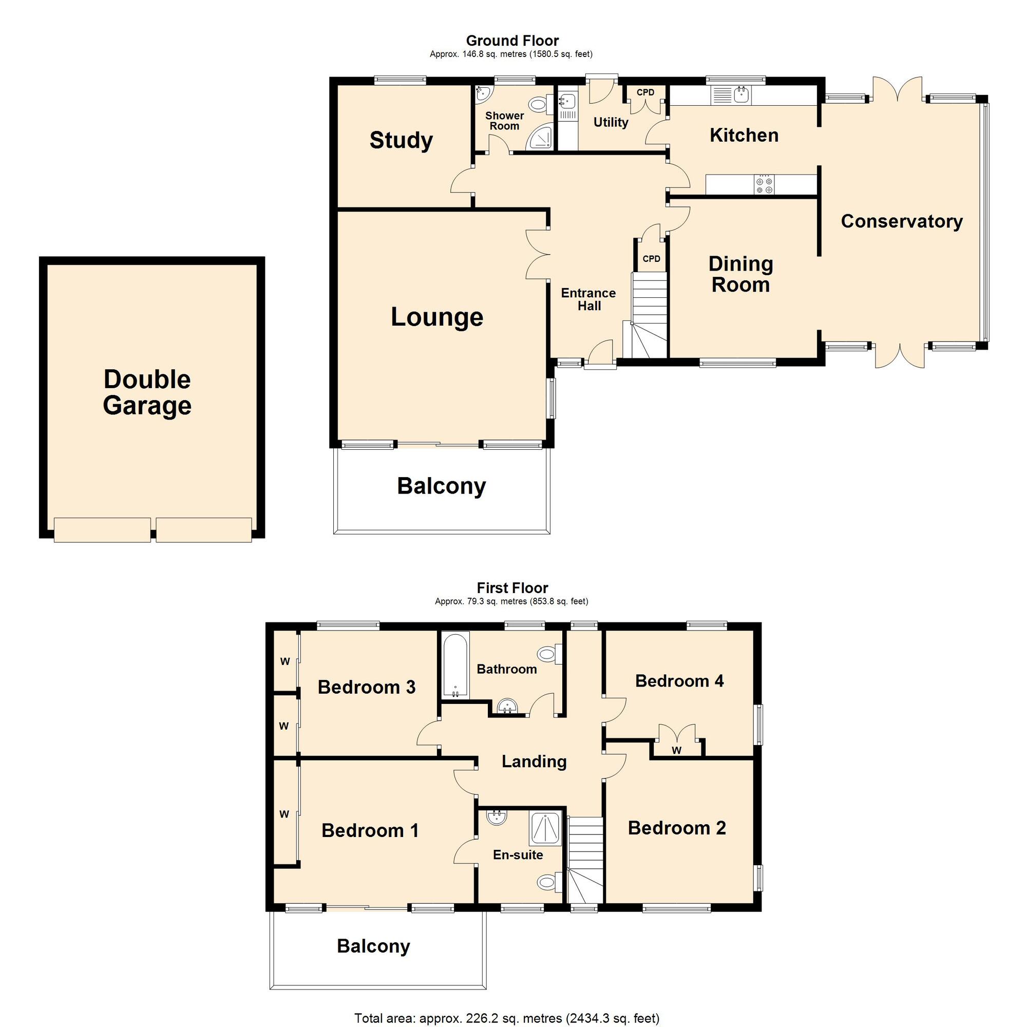 Floorplan of 4 bedroom Detached House for sale, Radnor Cliff Crescent, Folkestone, Kent, CT20