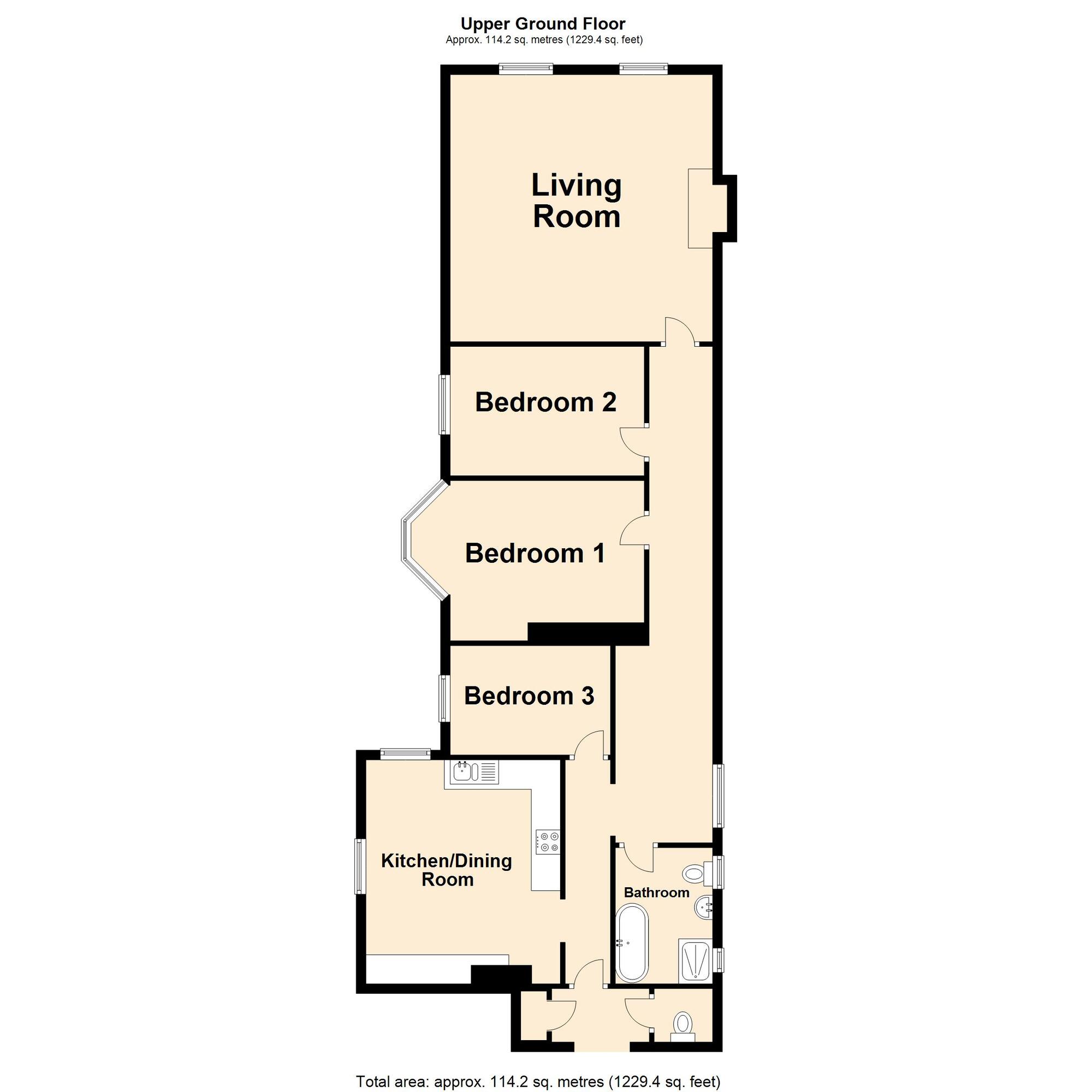 Floorplan of 3 bedroom  Flat for sale, Radnor Cliff Crescent, Folkestone, Kent, CT20