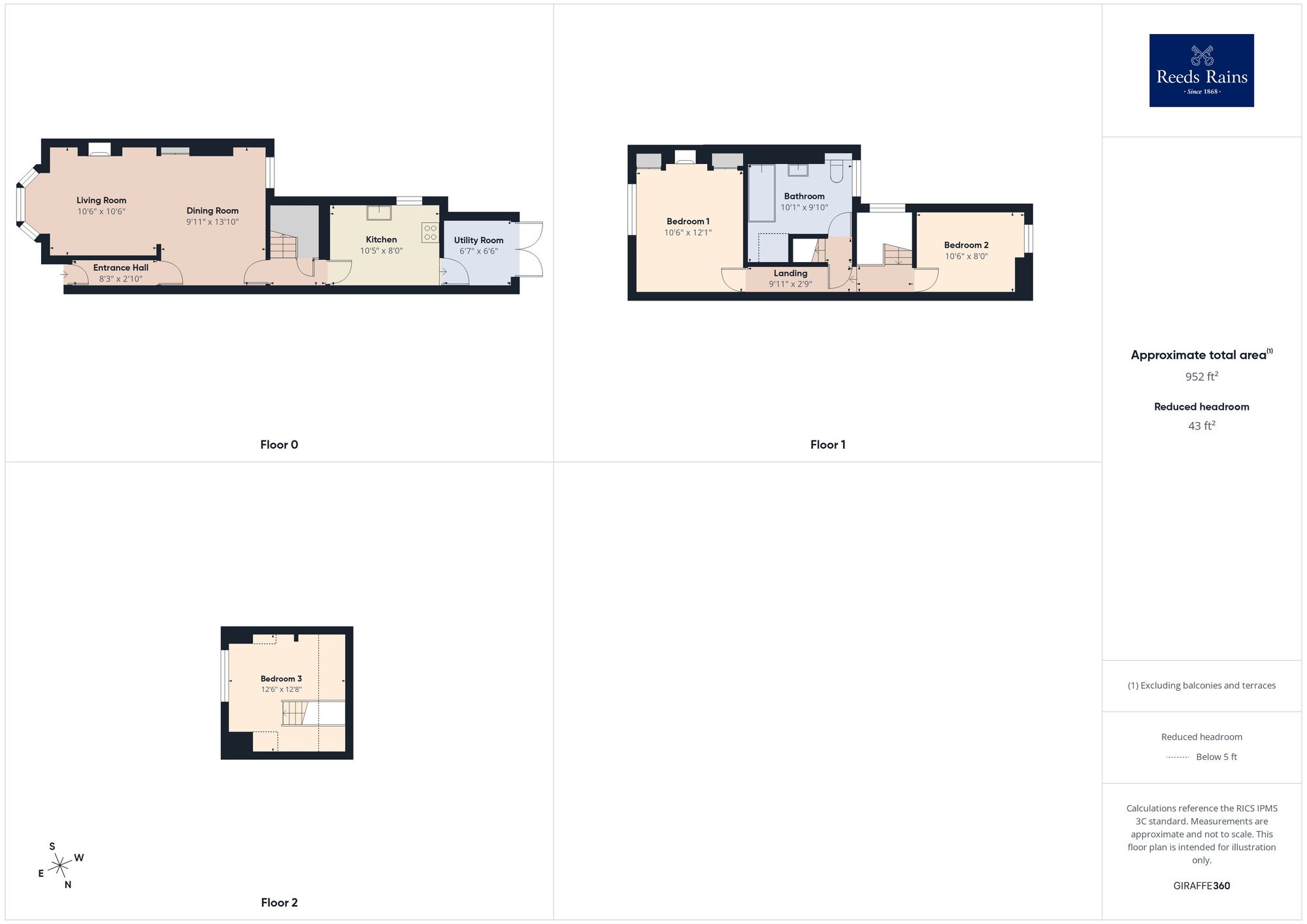 Floorplan of 3 bedroom Mid Terrace House for sale, Victoria Terrace, Hythe, Kent, CT21