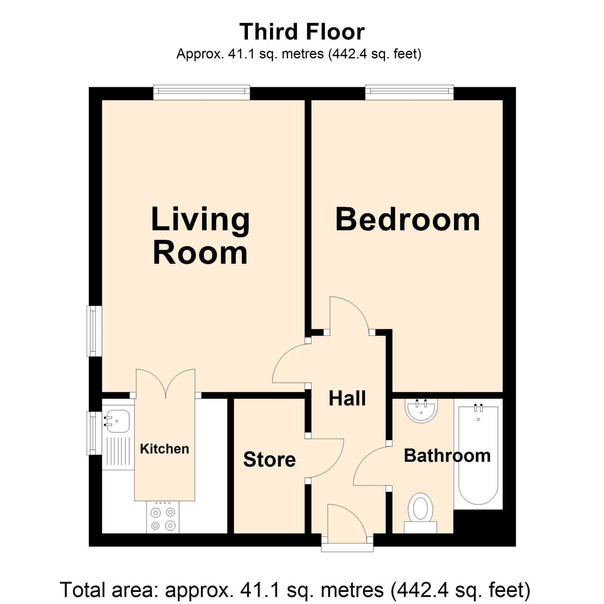 Floorplan of 1 bedroom  Flat for sale, The Bayle, Folkestone, Kent, CT20
