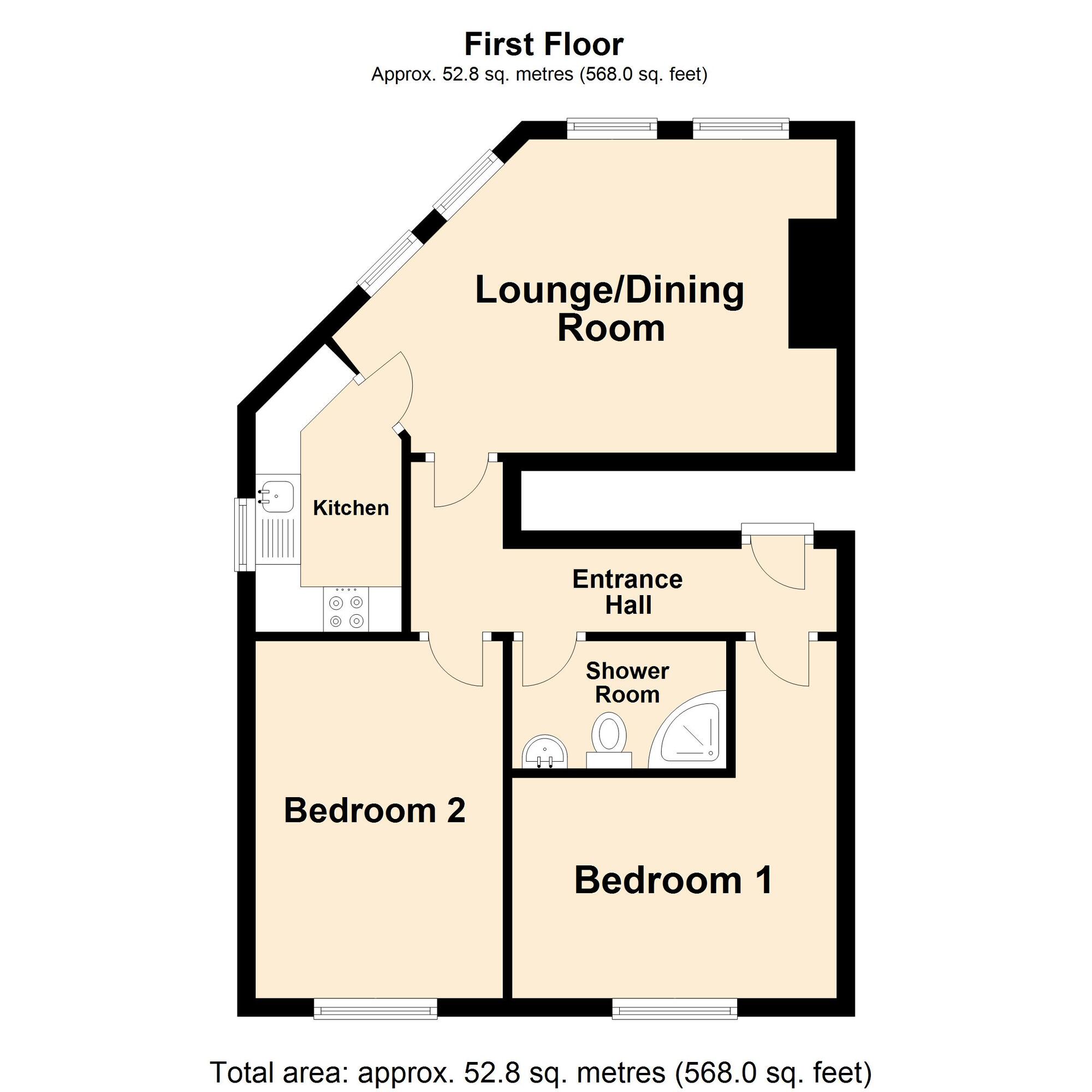 Floorplan of 2 bedroom  Flat for sale, Station Road, Lyminge, Kent, CT18