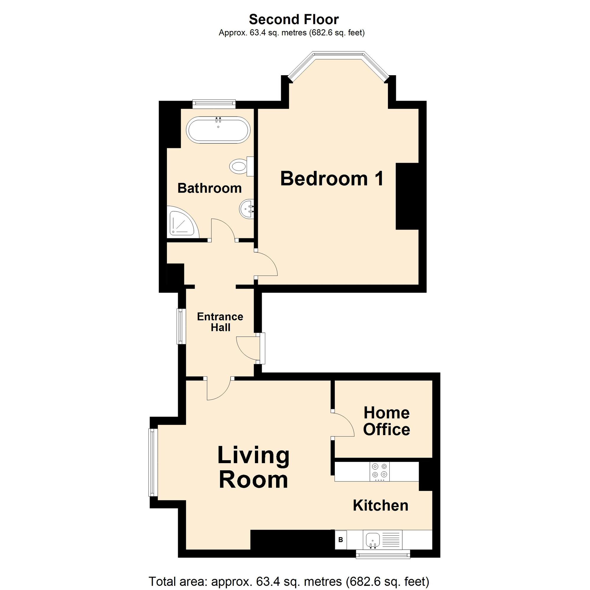 Floorplan of 1 bedroom  Flat for sale, Castle Hill Avenue, Folkestone, Kent, CT20