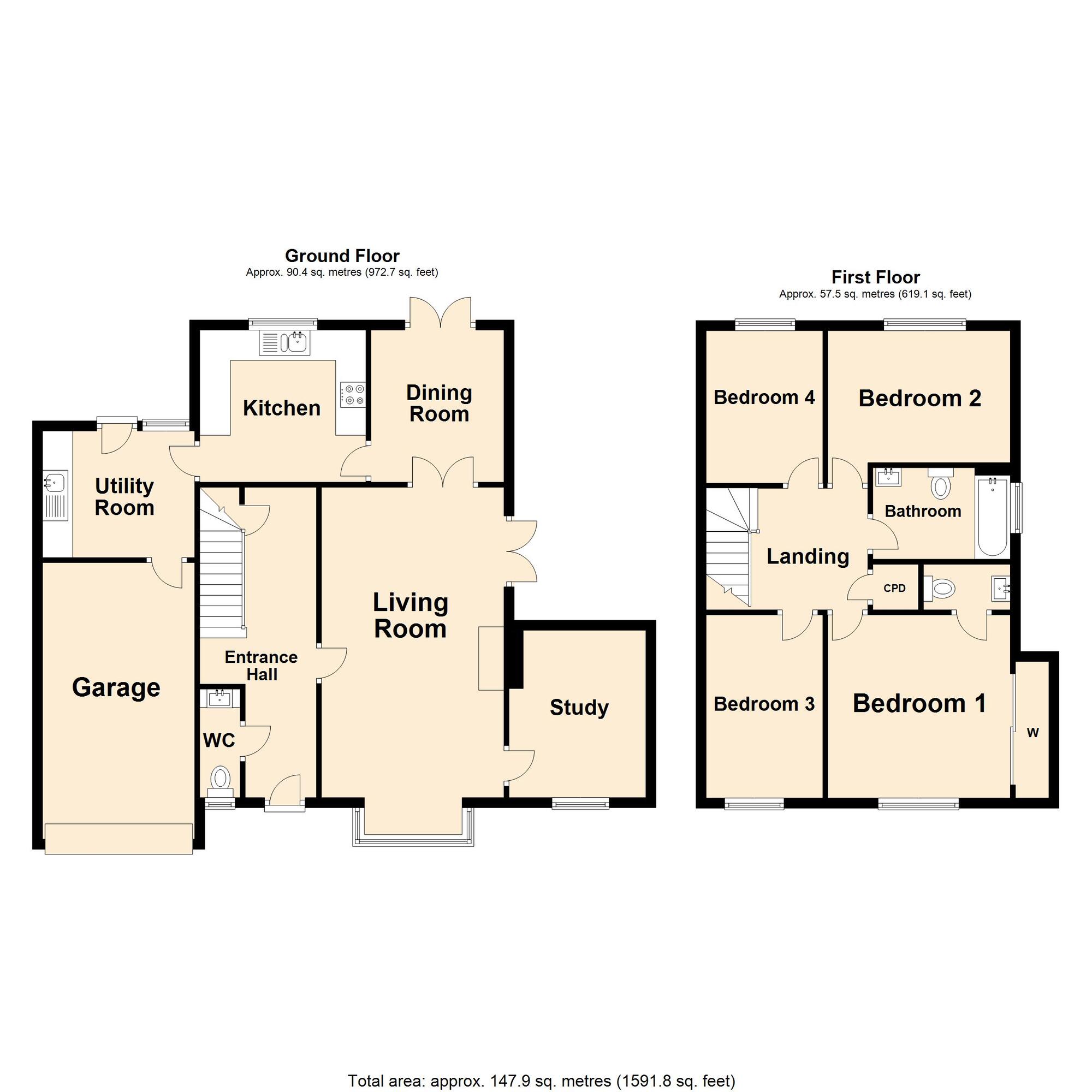 Floorplan of 4 bedroom Detached House for sale, Lucy Avenue, Folkestone, Kent, CT19