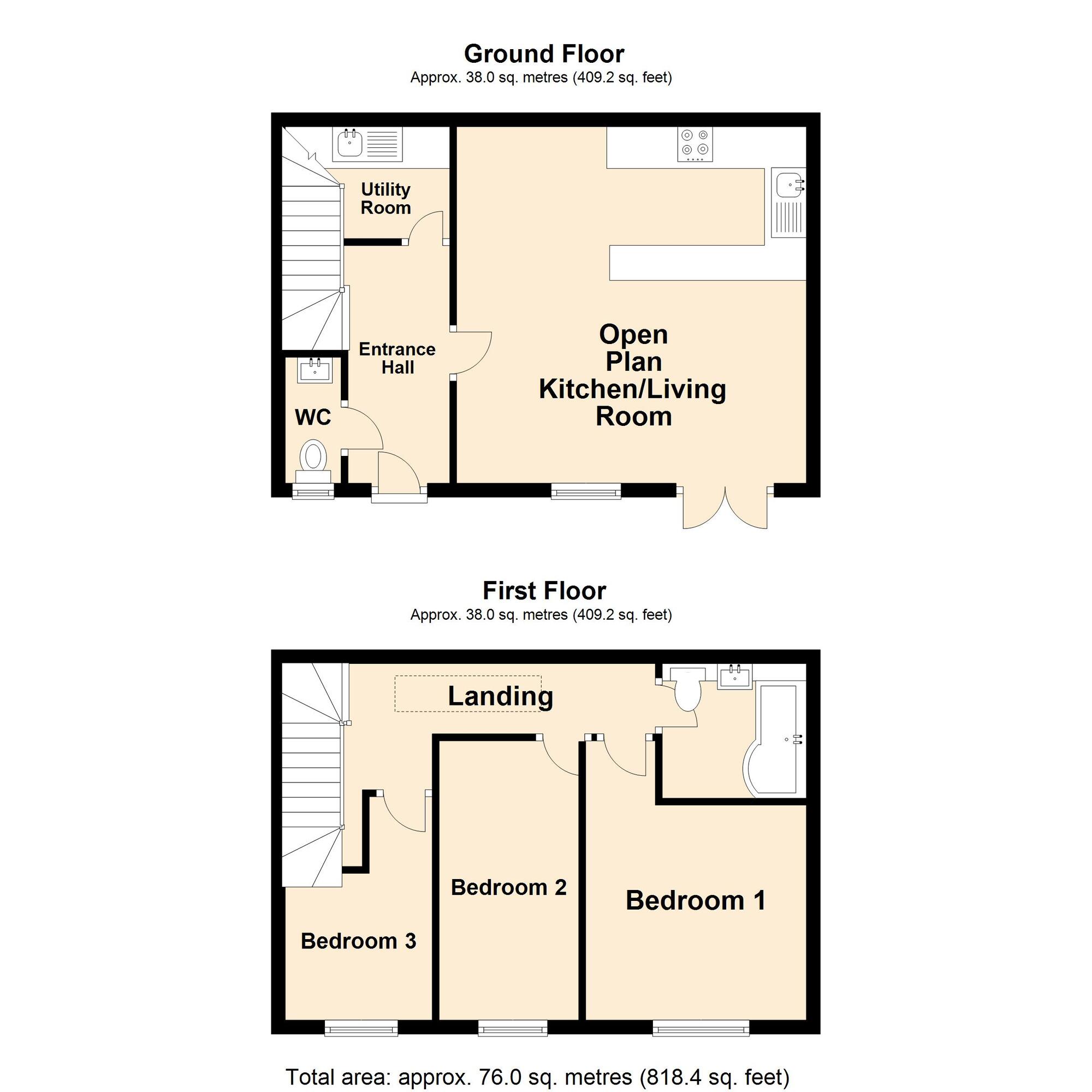 Floorplan of 3 bedroom Semi Detached House for sale, Park Road, Hythe, Kent, CT21