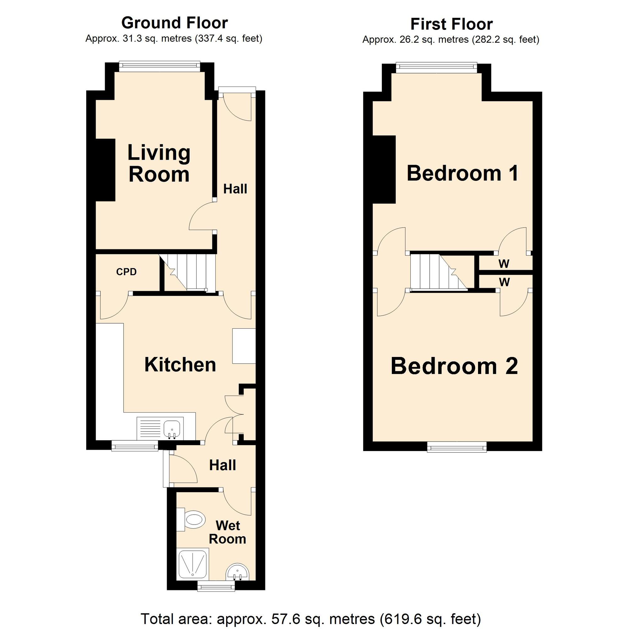 Floorplan of 2 bedroom Mid Terrace House for sale, Albert Road, Folkestone, Kent, CT19