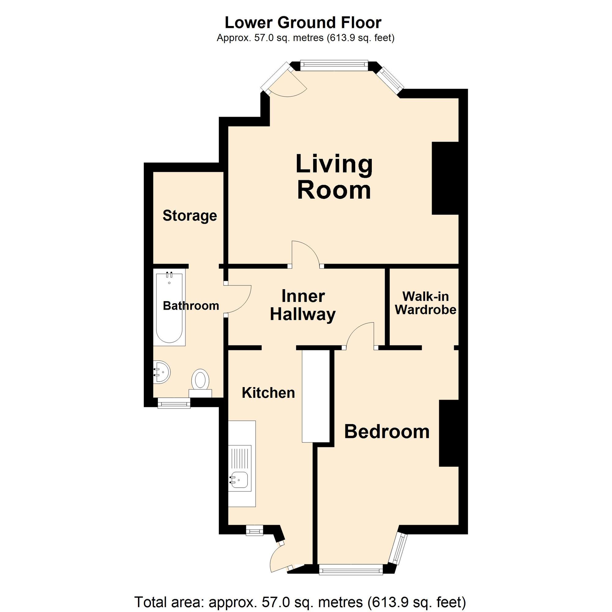 Floorplan of 1 bedroom  Flat for sale, St. Johns Church Road, Folkestone, Kent, CT19