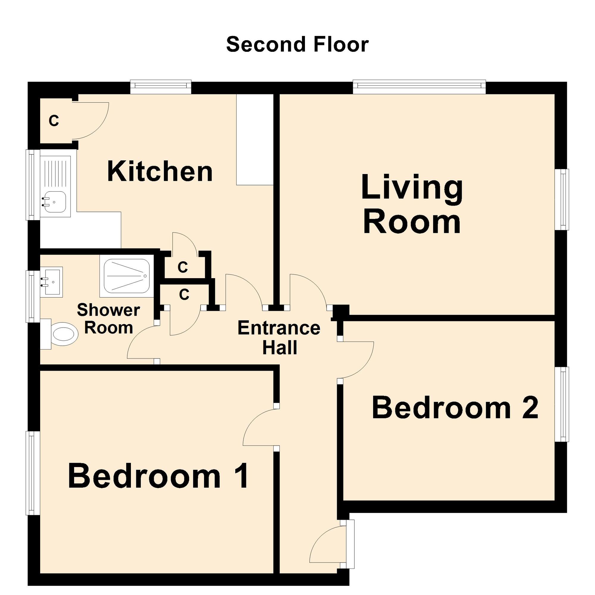 Floorplan of 2 bedroom  Flat for sale, Harbour Way, Folkestone, Kent, CT20
