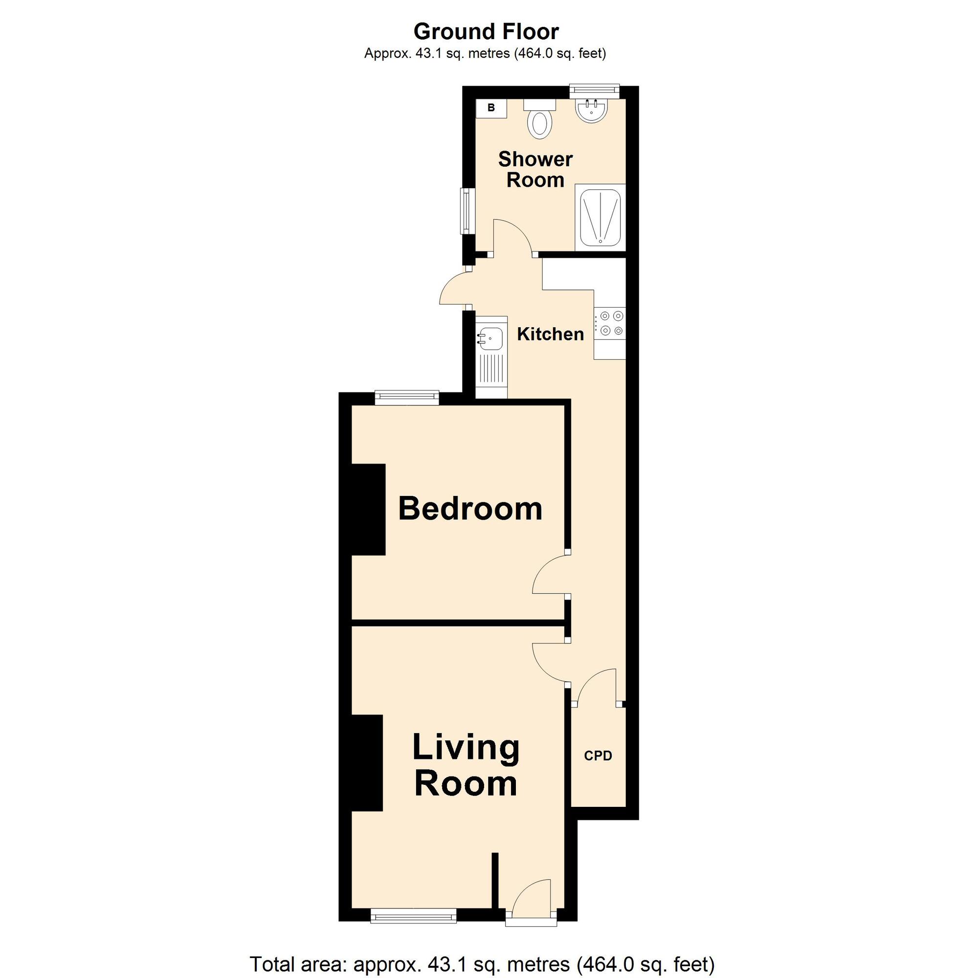 Floorplan of 1 bedroom  Flat for sale, Marshall Street, Folkestone, Kent, CT19