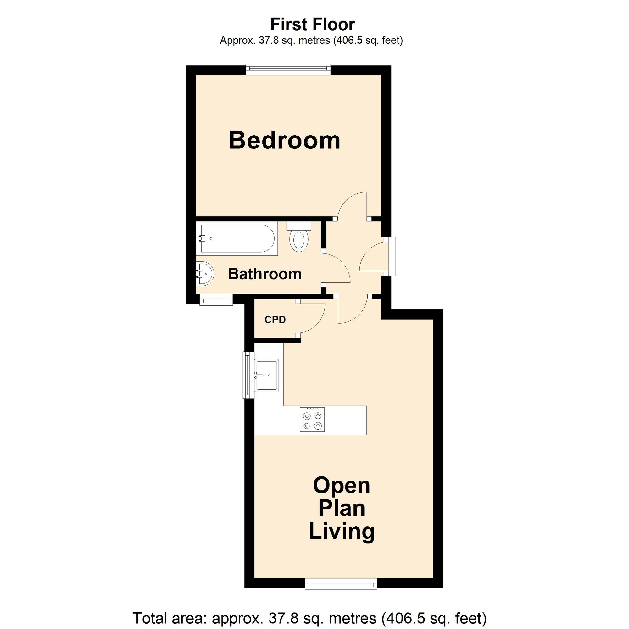 Floorplan of 1 bedroom  Flat for sale, Harbour Way, Folkestone, Kent, CT20