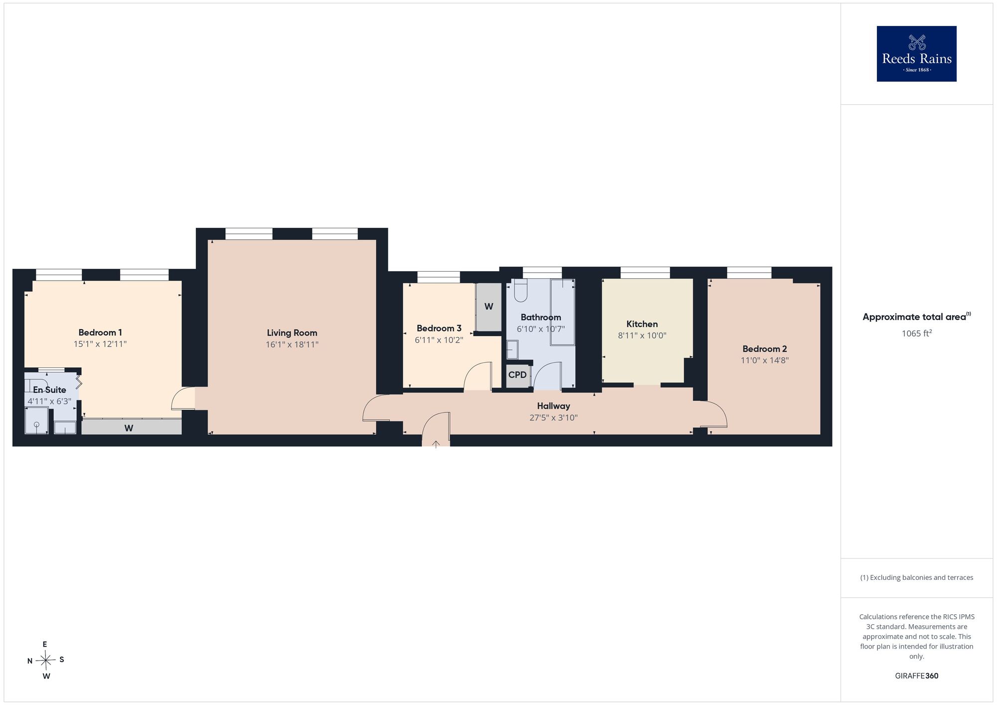 Floorplan of 3 bedroom Flat for sale, The Leas, Folkestone, Kent, CT20