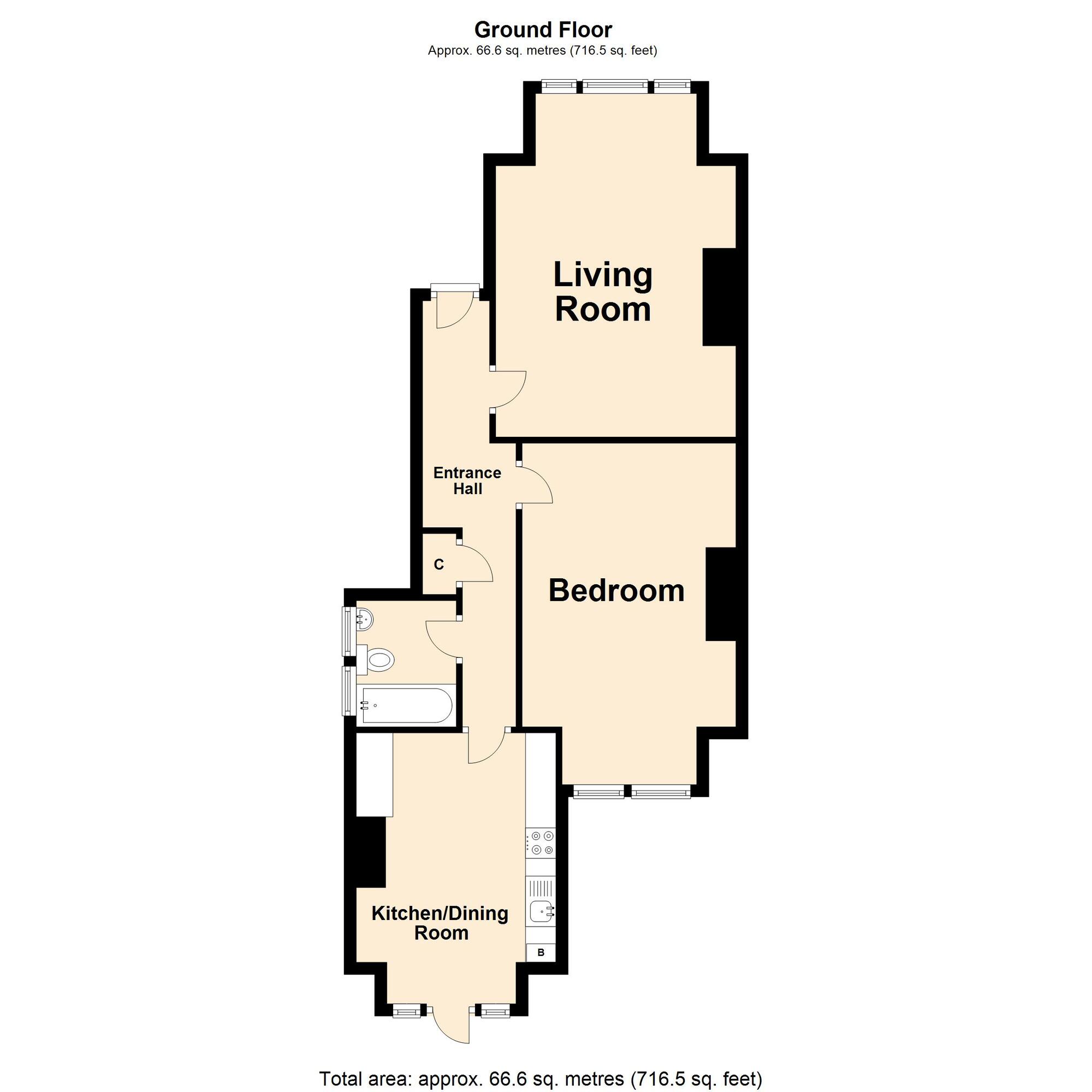 Floorplan of 1 bedroom  Flat for sale, Kingsnorth Gardens, Folkestone, CT20
