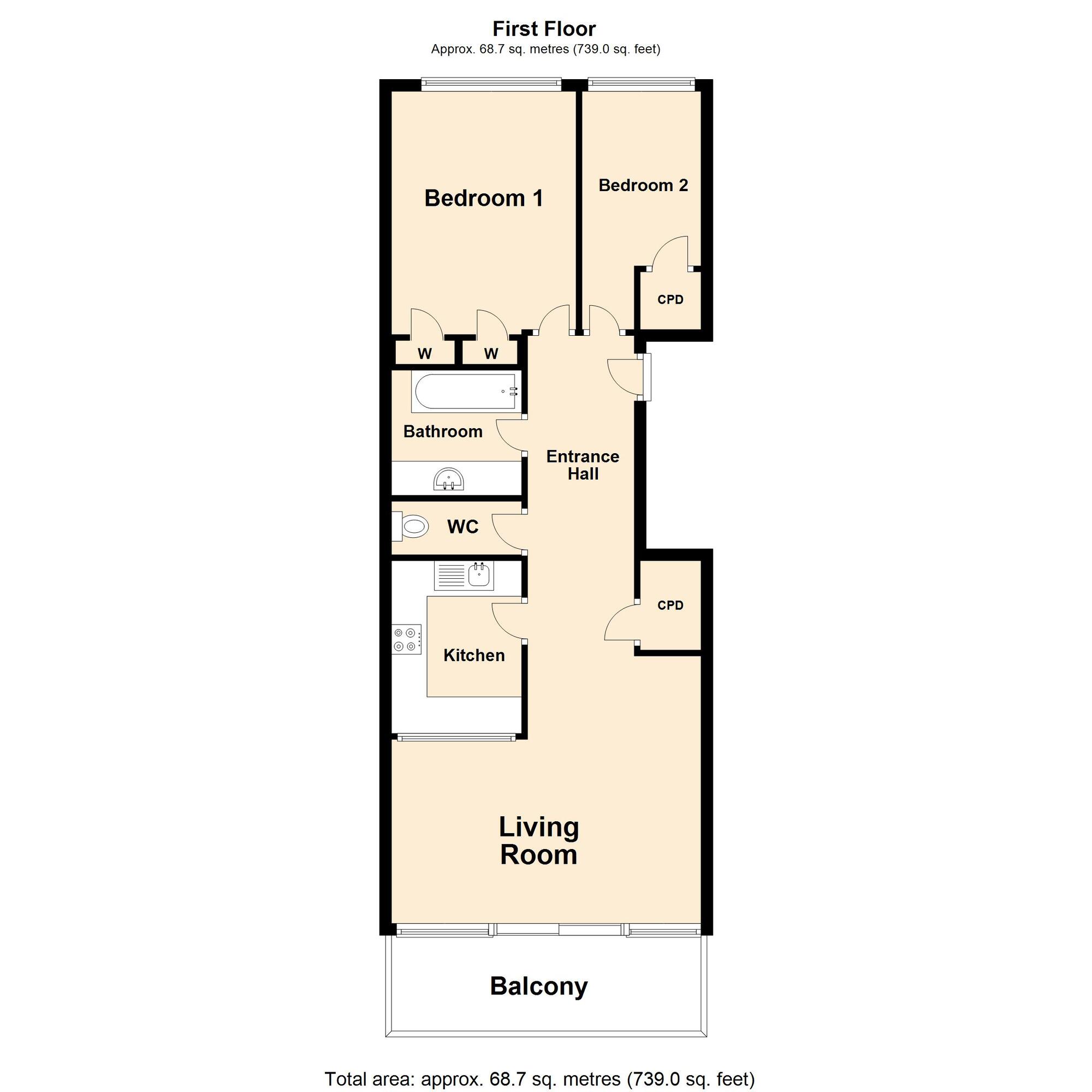 Floorplan of 2 bedroom  Flat for sale, The Leas, Folkestone, CT20