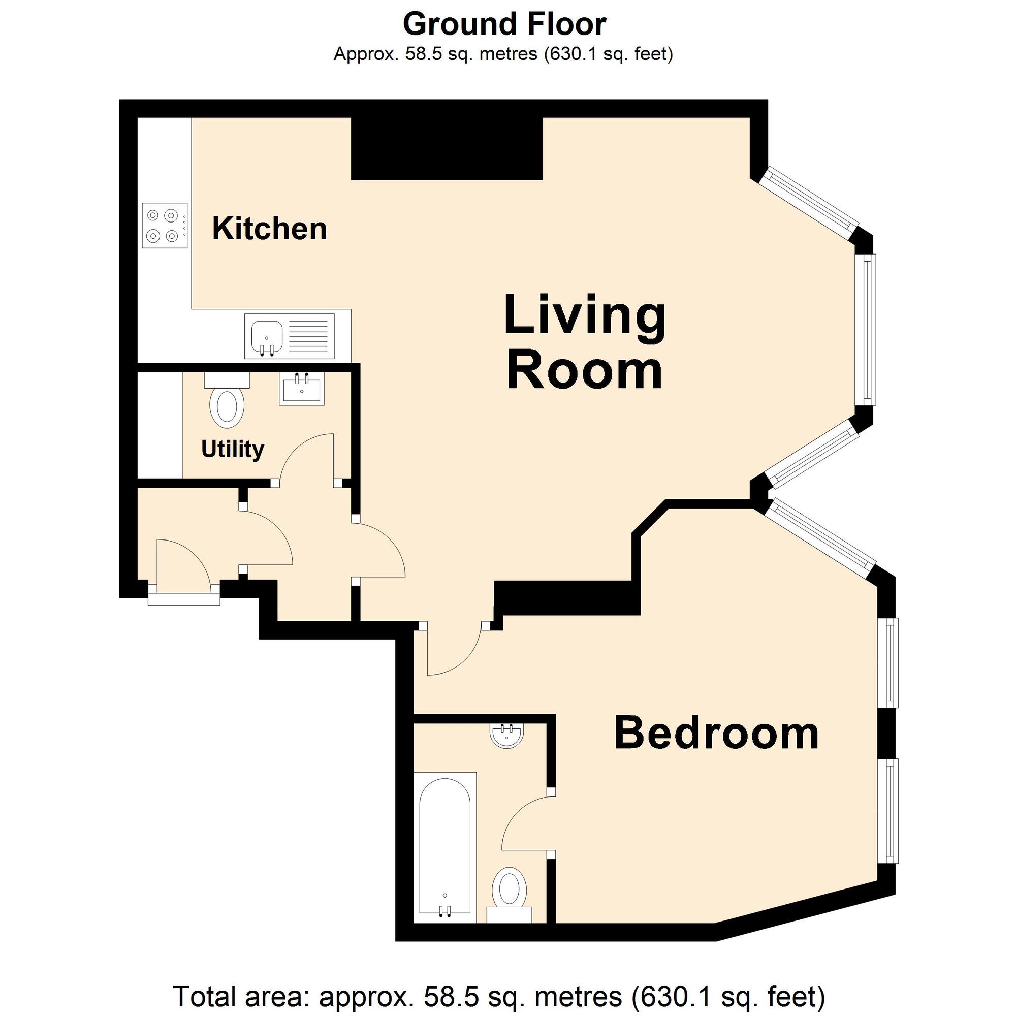 Floorplan of 1 bedroom  Flat for sale, Trinity Crescent, Folkestone, Kent, CT20