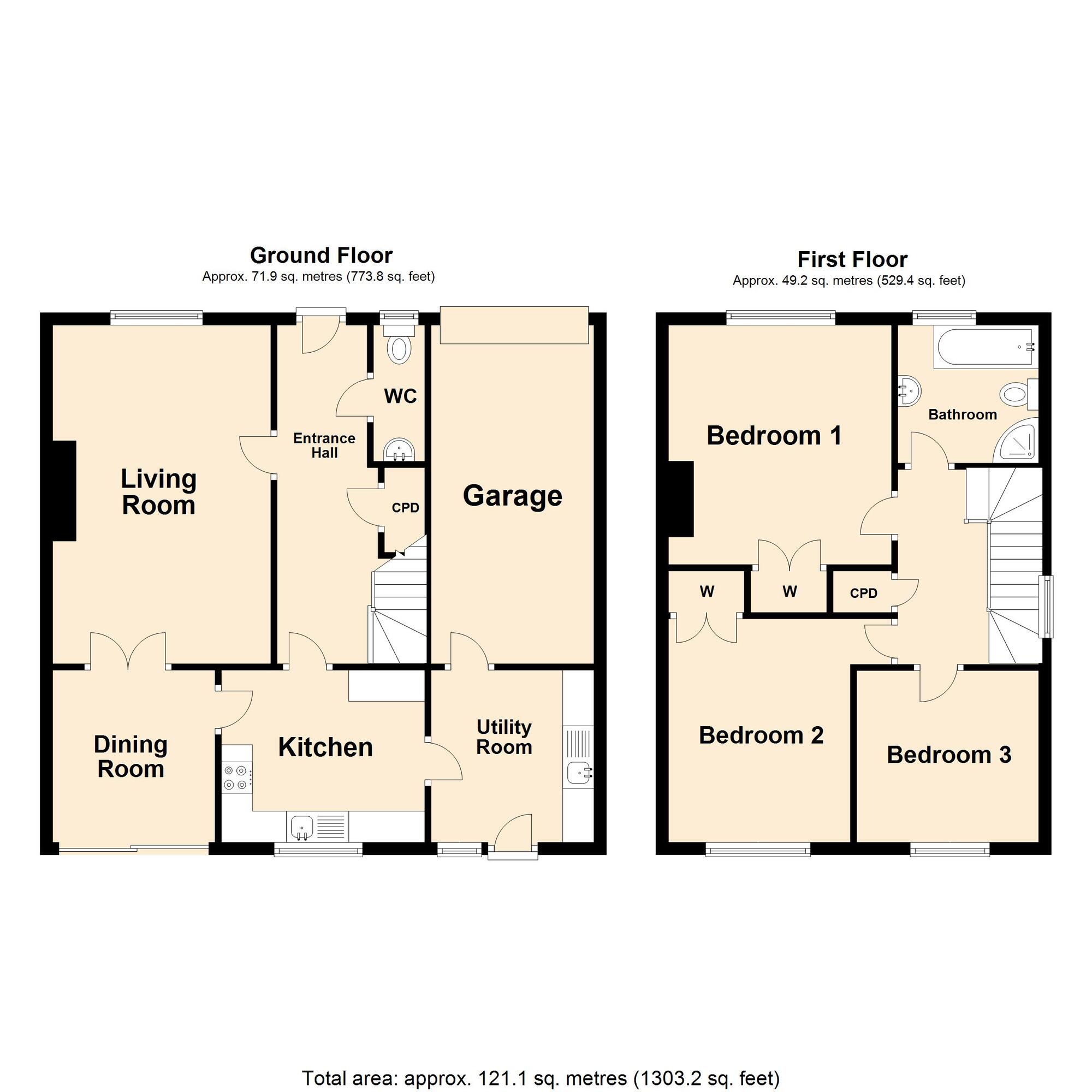 Floorplan of 3 bedroom Semi Detached House for sale, Milestone Close, Folkestone, Kent, CT19