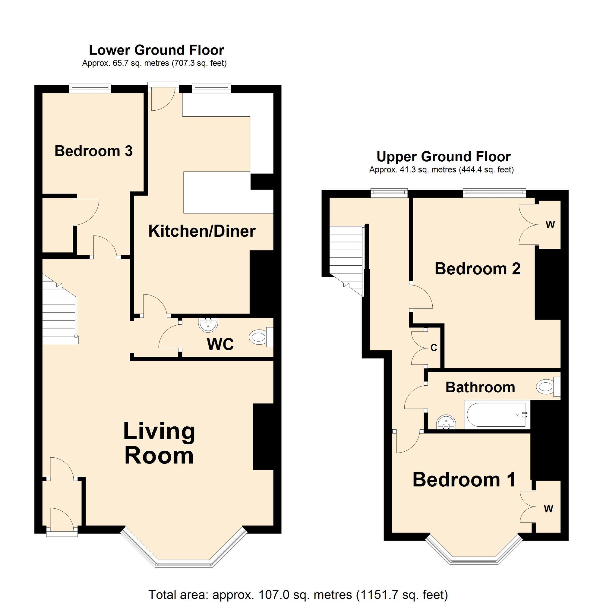 Floorplan of 3 bedroom  Flat for sale, Marine Terrace, Folkestone, Kent, CT20