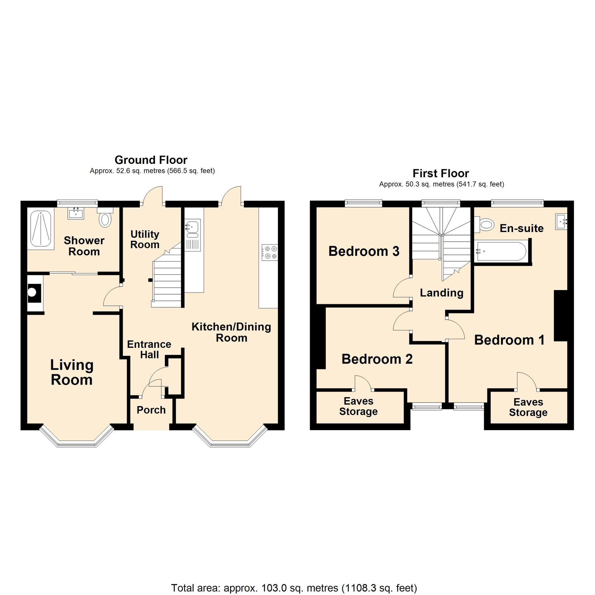Floorplan of 3 bedroom Mid Terrace House for sale, Darlinghurst Road, Folkestone, Kent, CT19