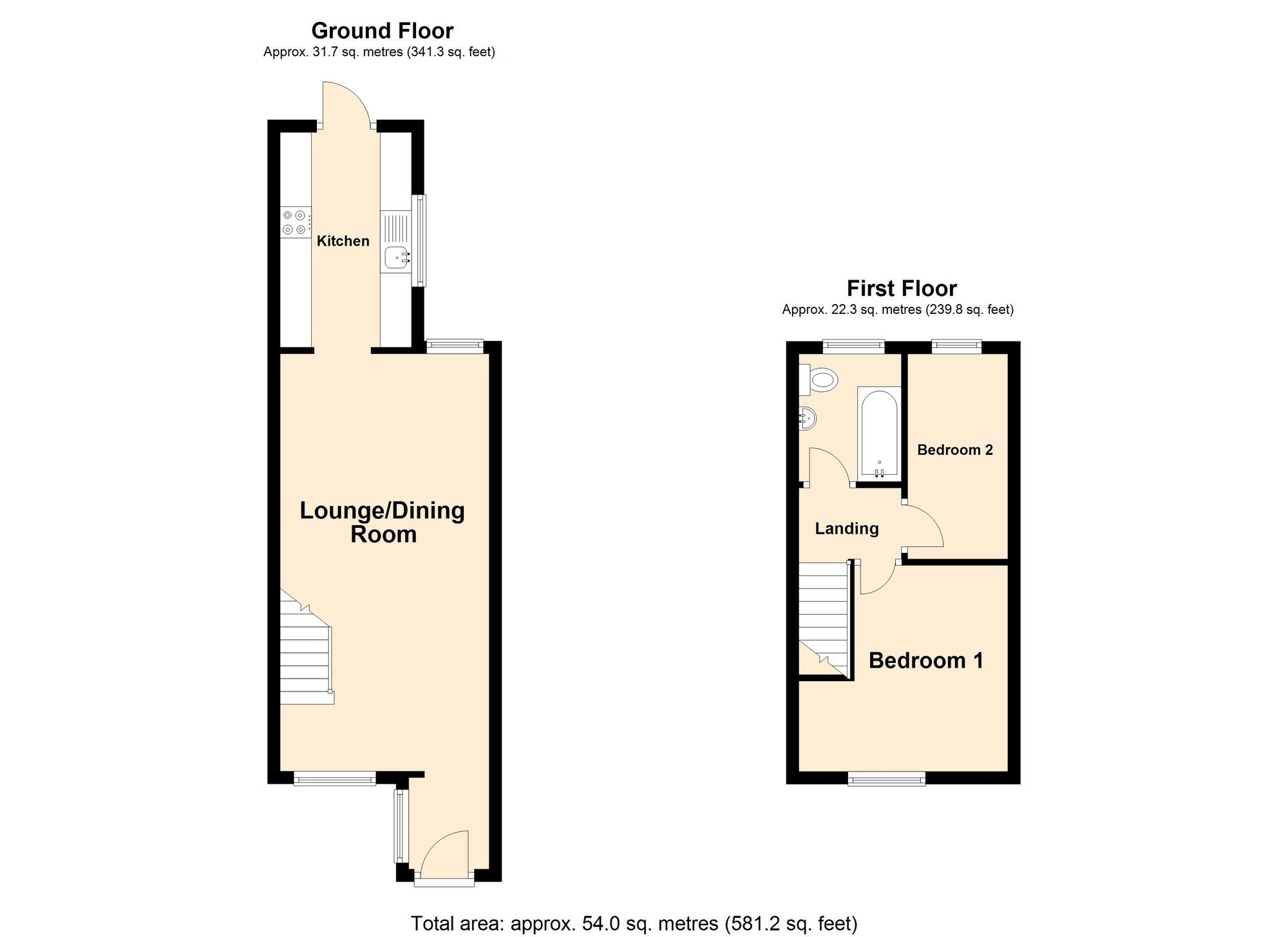 Floorplan of 2 bedroom End Terrace House for sale, Bartholomew Lane, Hythe, Kent, CT21