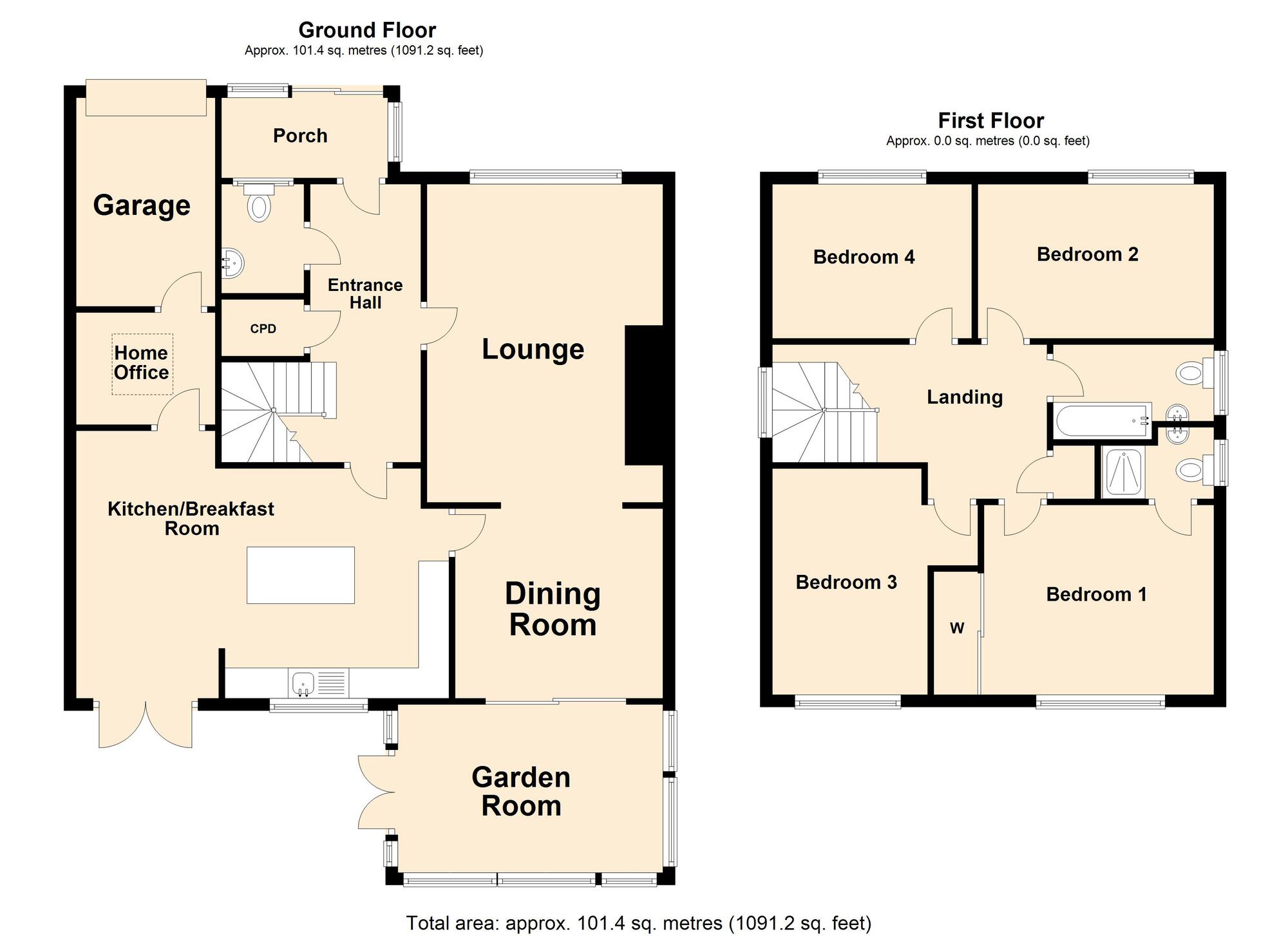 Floorplan of 4 bedroom Detached House for sale, Martha Close, Folkestone, Kent, CT19