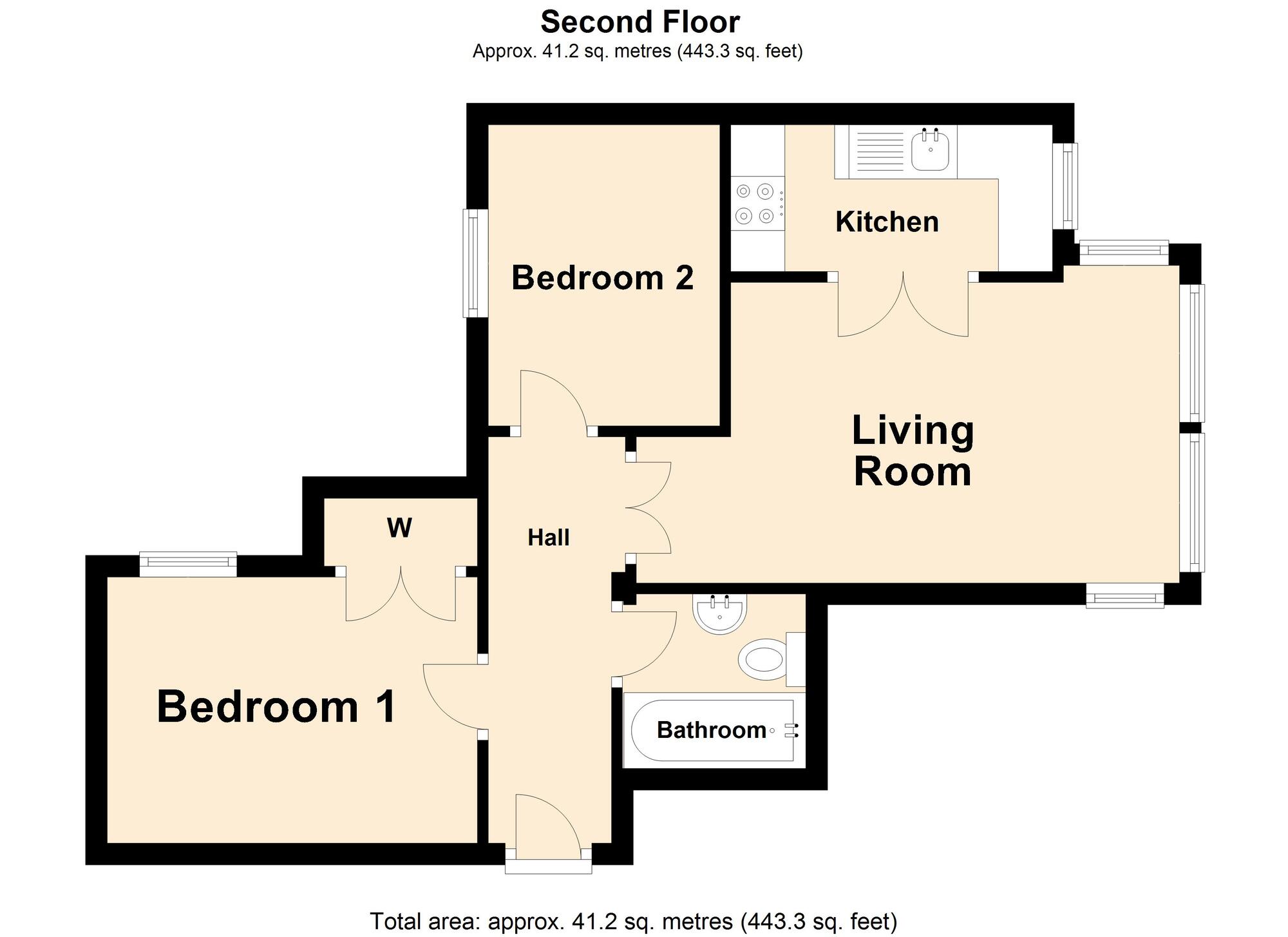 Floorplan of 2 bedroom  Flat for sale, Sandgate Road, Folkestone, Kent, CT20