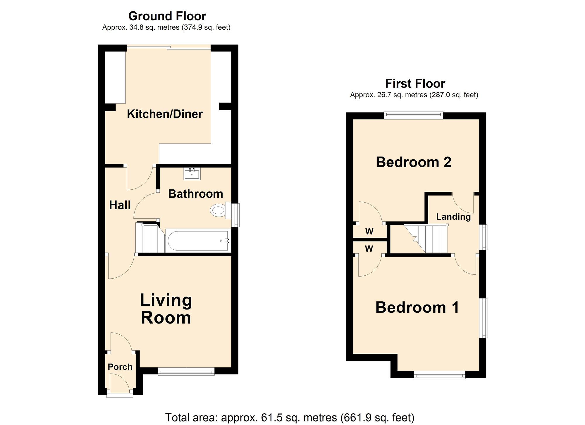 Floorplan of 2 bedroom End Terrace House for sale, Edward Road, Folkestone, Kent, CT19