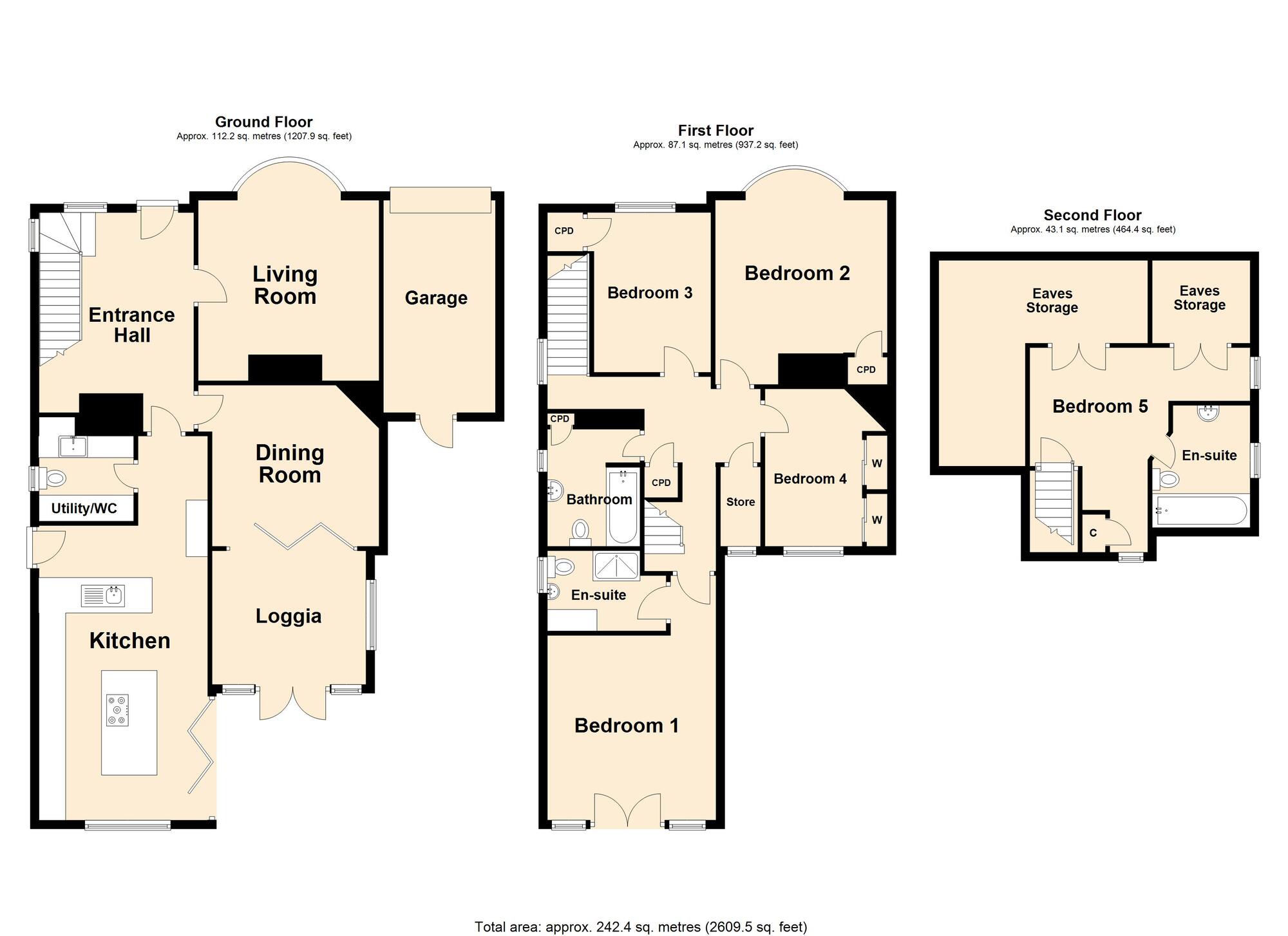 Floorplan of 5 bedroom Detached House for sale, Audley Road, Folkestone, Kent, CT20