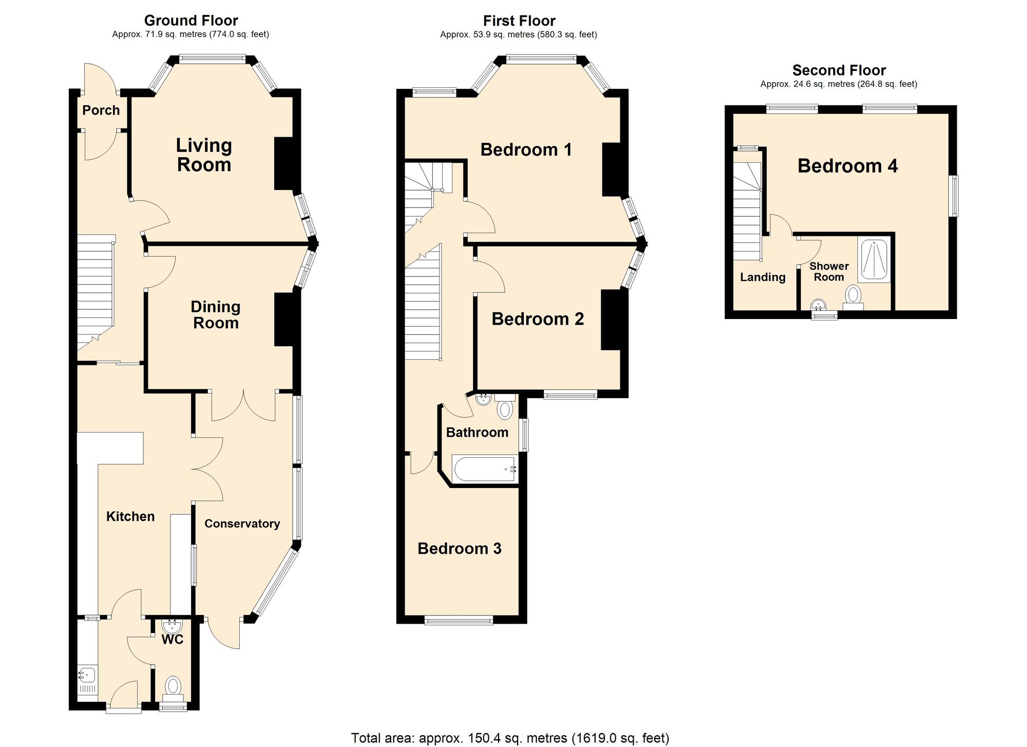 Floorplan of 4 bedroom End Terrace House for sale, Morrison Road, Folkestone, Kent, CT20