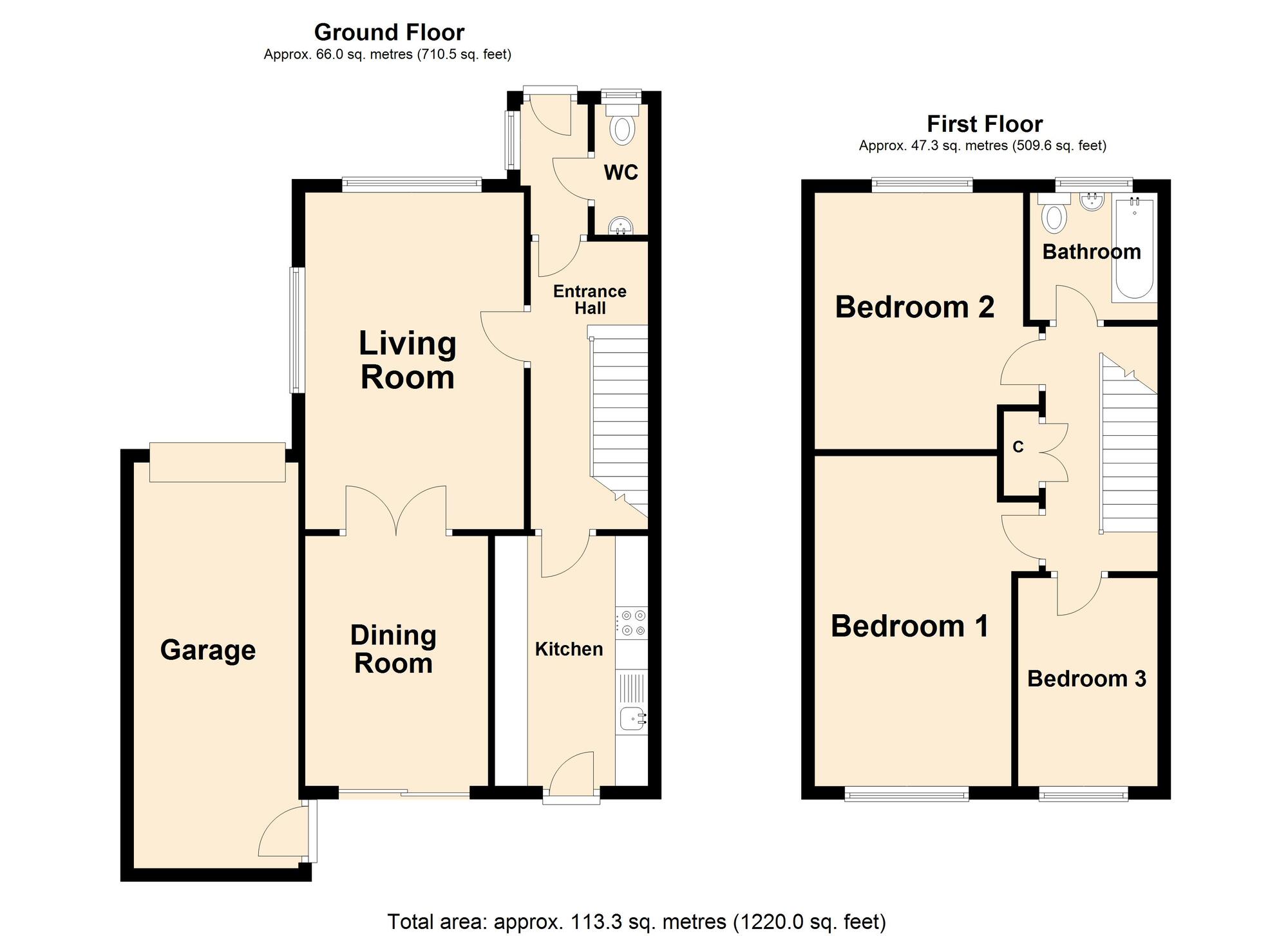 Floorplan of 3 bedroom Semi Detached House for sale, Lynwood, Folkestone, Kent, CT19