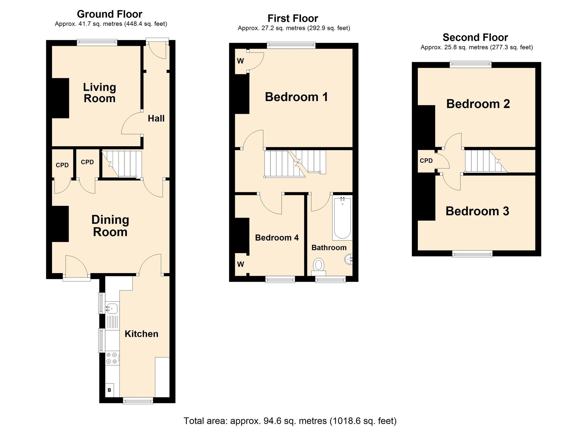 Floorplan of 4 bedroom Mid Terrace House for sale, Gladstone Road, Folkestone, Kent, CT19