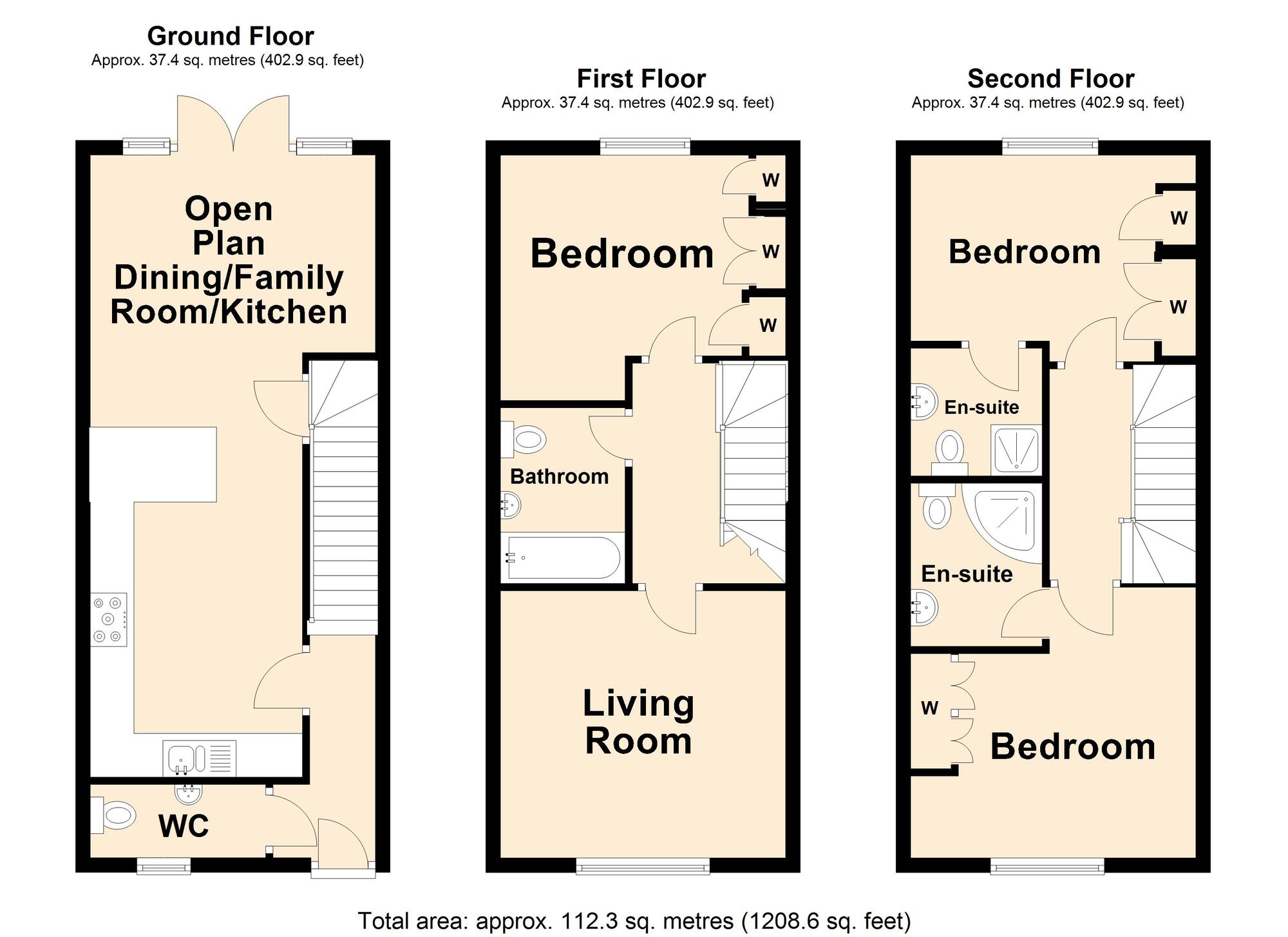 Floorplan of 3 bedroom Mid Terrace House for sale, Atkinson Road, Hawkinge, Kent, CT18