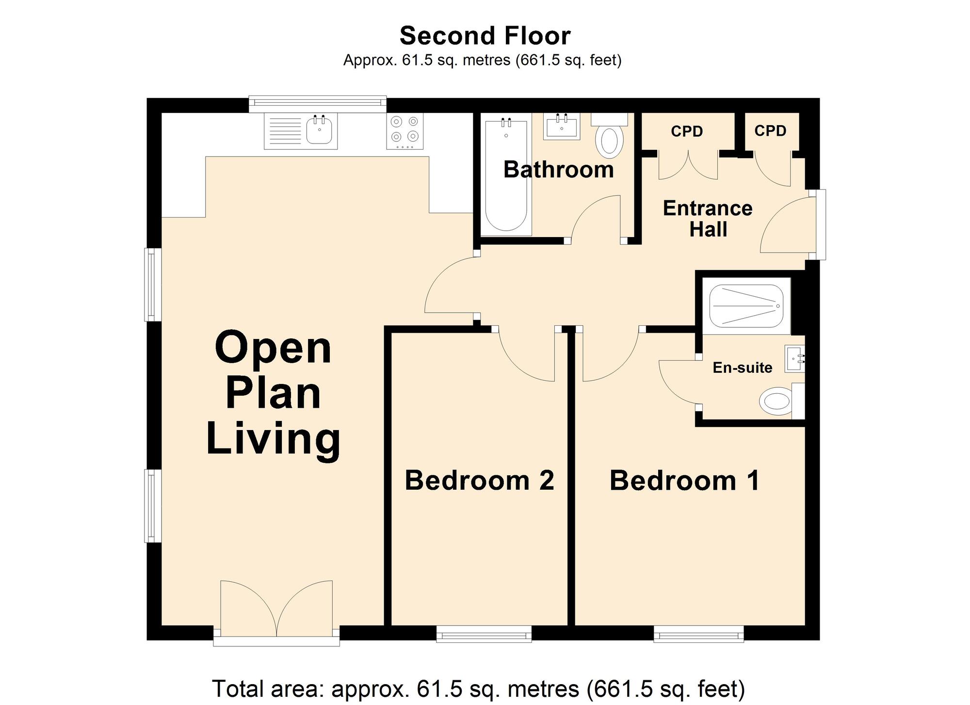 Floorplan of 2 bedroom  Flat for sale, Colonel Drive, Folkestone, Kent, CT20