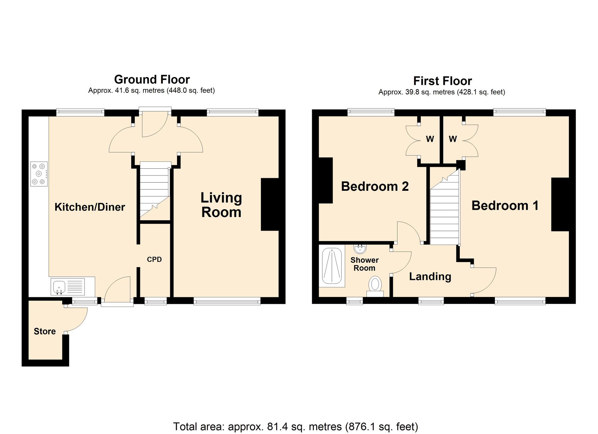 Floorplan of 2 bedroom Mid Terrace House for sale, Postling Road, Folkestone, Kent, CT19