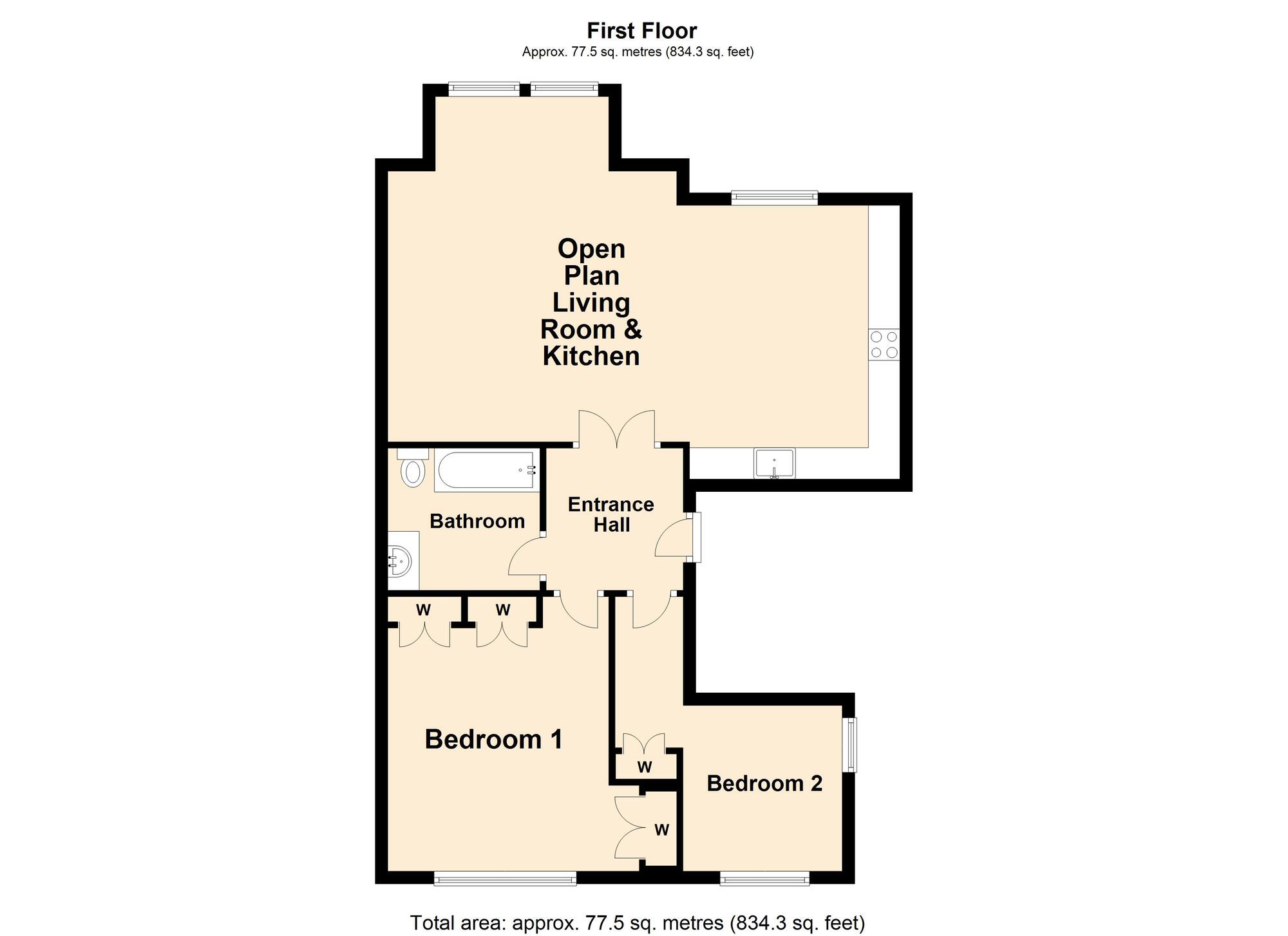 Floorplan of 2 bedroom  Flat for sale, Earls Avenue, Folkestone, Kent, CT20