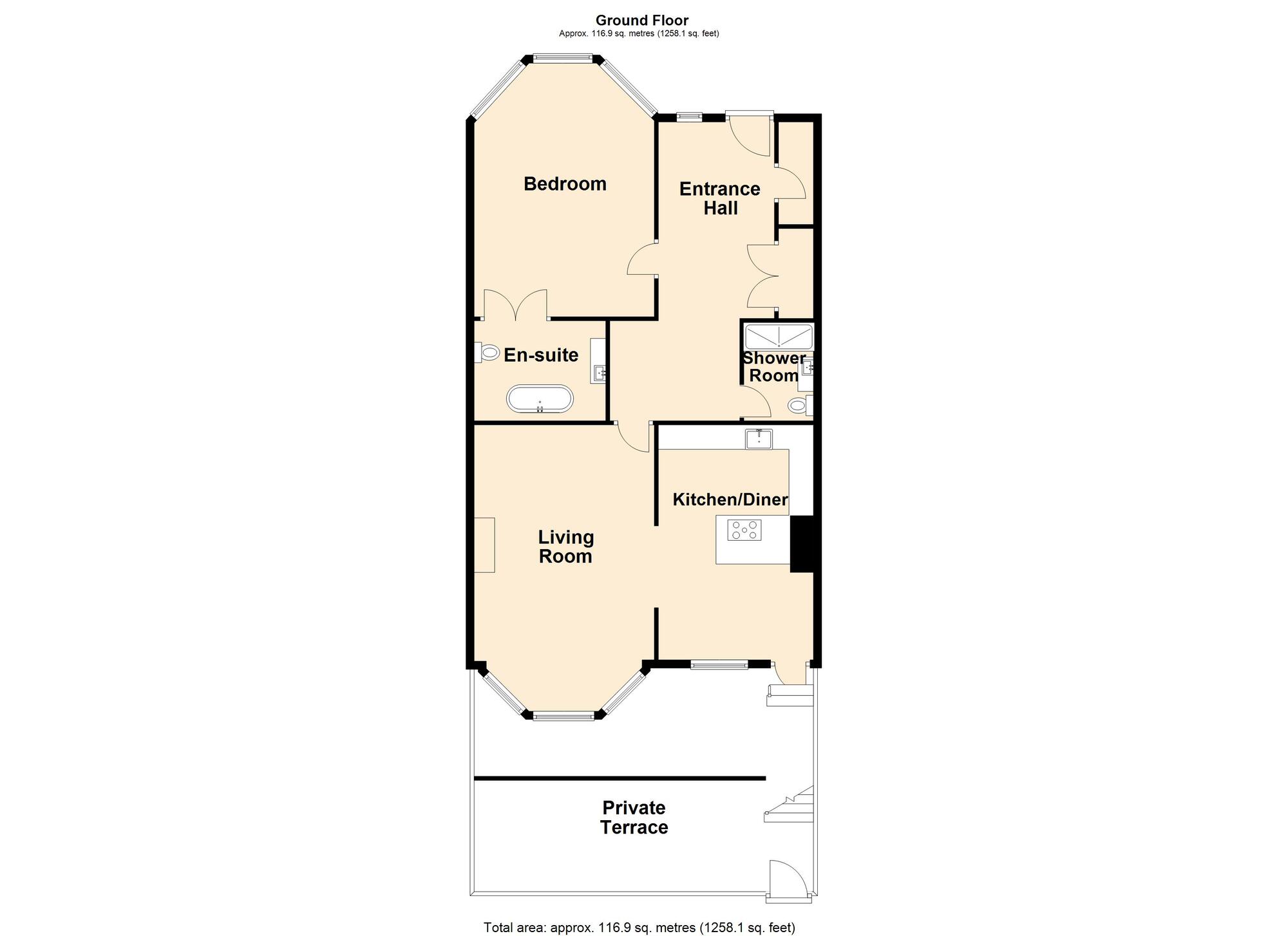 Floorplan of 1 bedroom  Flat for sale, Clifton Gardens, Folkestone, Kent, CT20