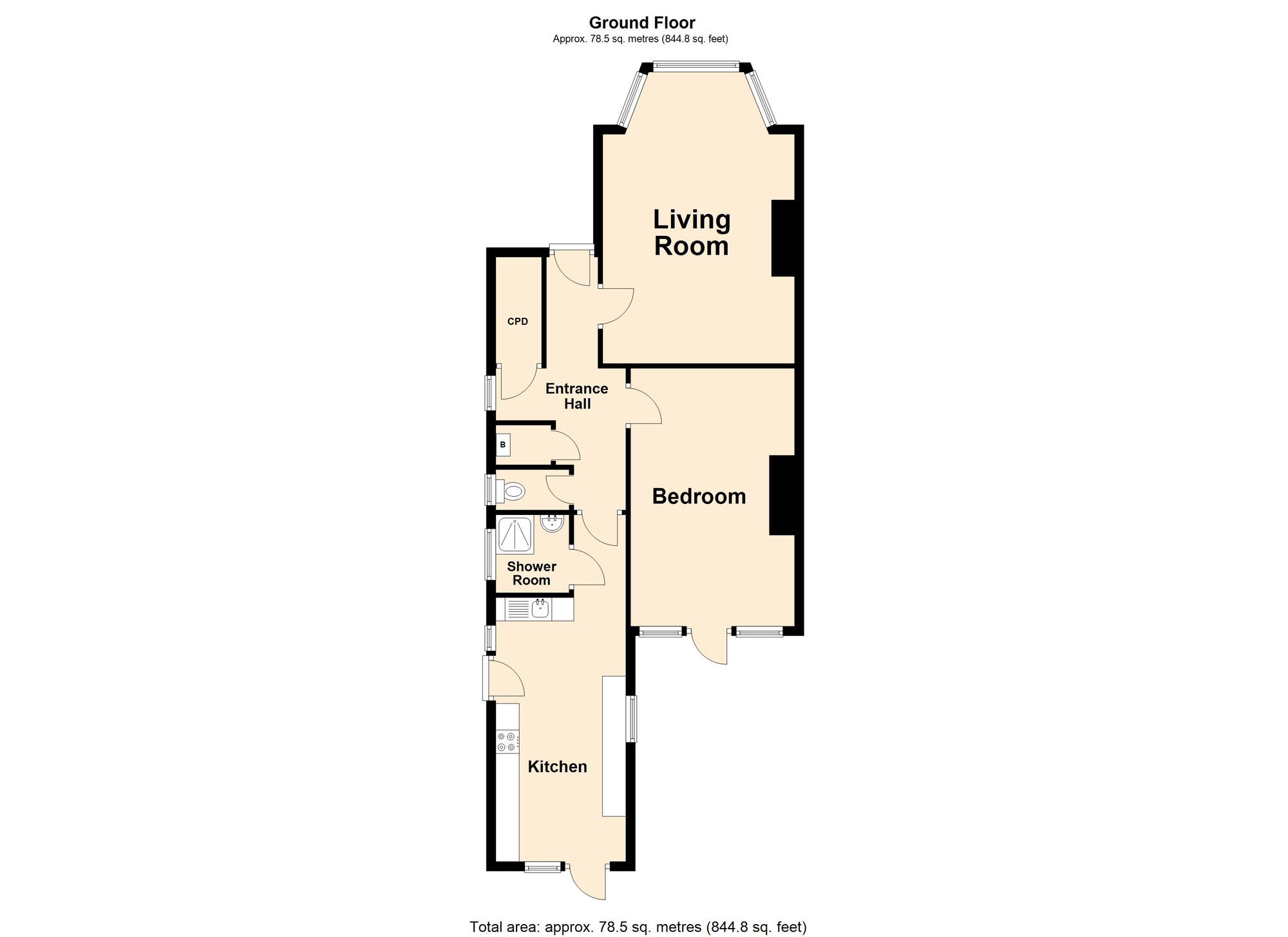 Floorplan of 1 bedroom  Flat for sale, Kingsnorth Gardens, Folkestone, Kent, CT20