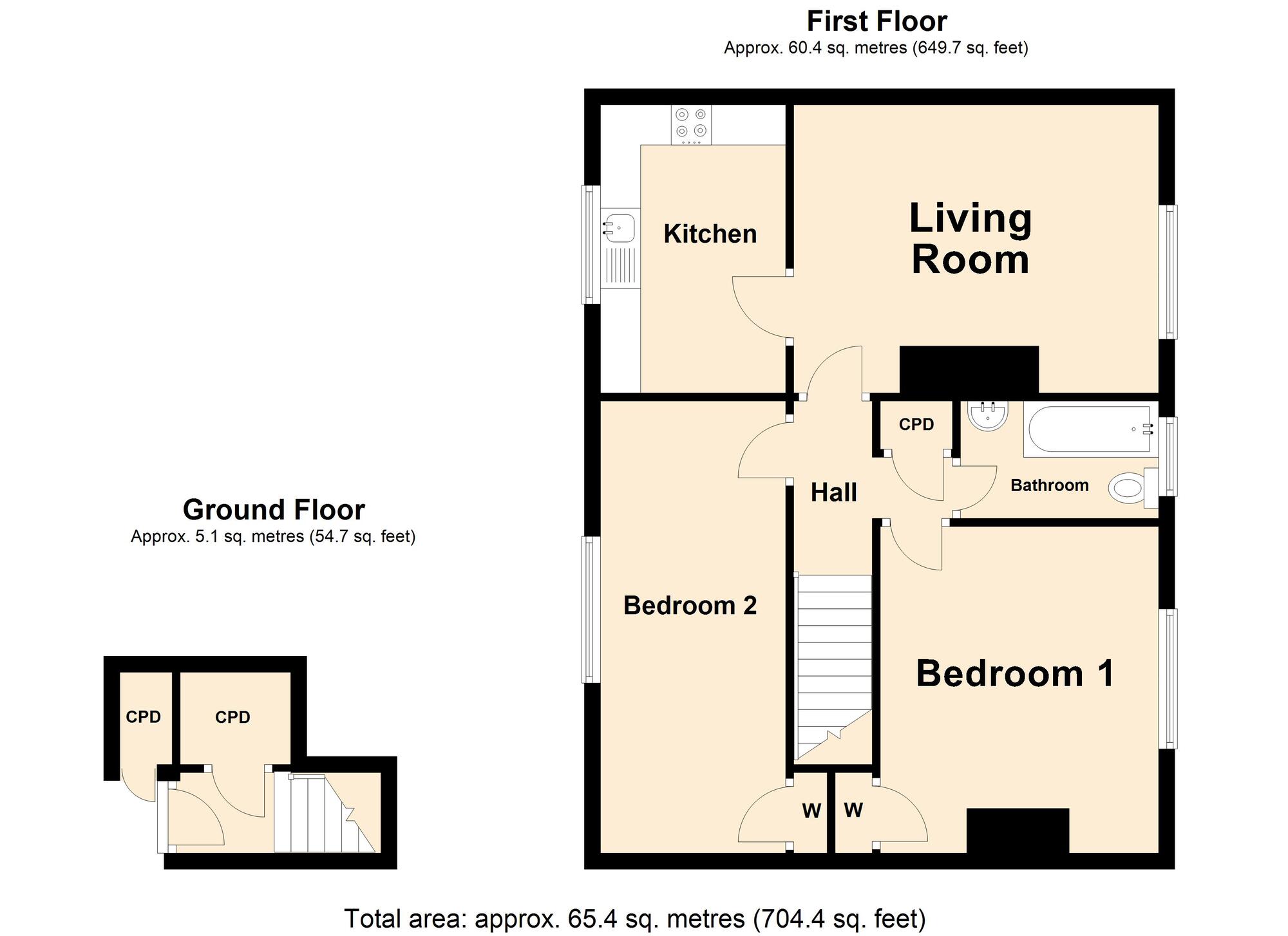 Floorplan of 2 bedroom  Flat for sale, Sutherland Close, Hythe, Kent, CT21