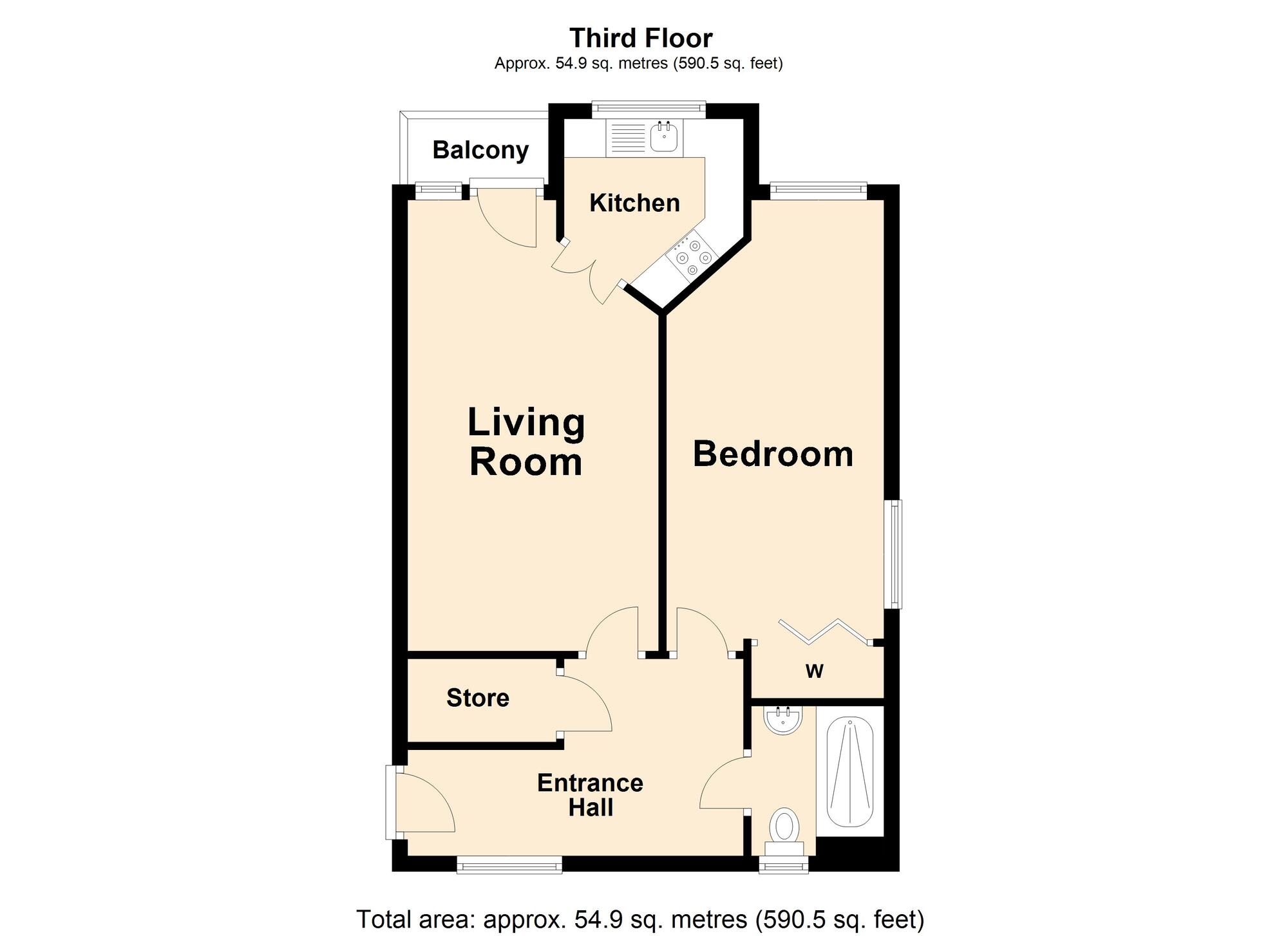 Floorplan of 1 bedroom  Flat for sale, Sandgate Road, Folkestone, Kent, CT20