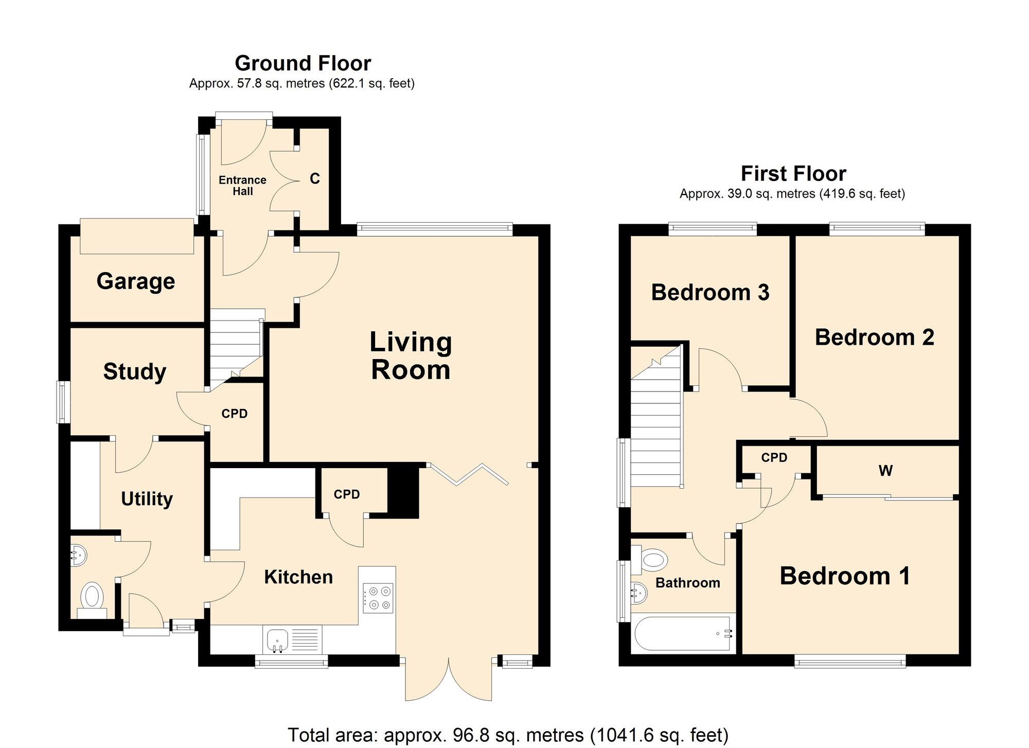 Floorplan of 3 bedroom Semi Detached House for sale, Firs Close, Cheriton, Kent, CT19