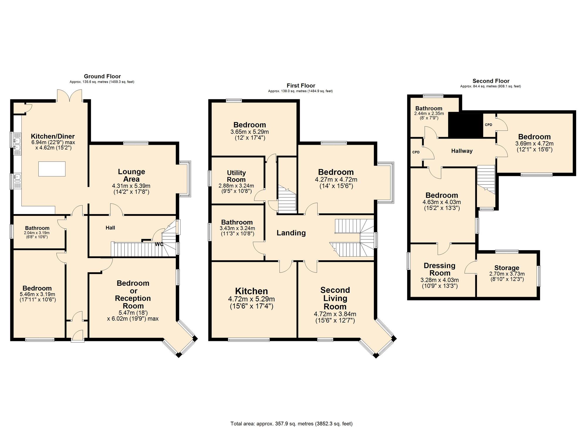 Floorplan of 6 bedroom Detached House for sale, Baldric Road, Folkestone, Kent, CT20