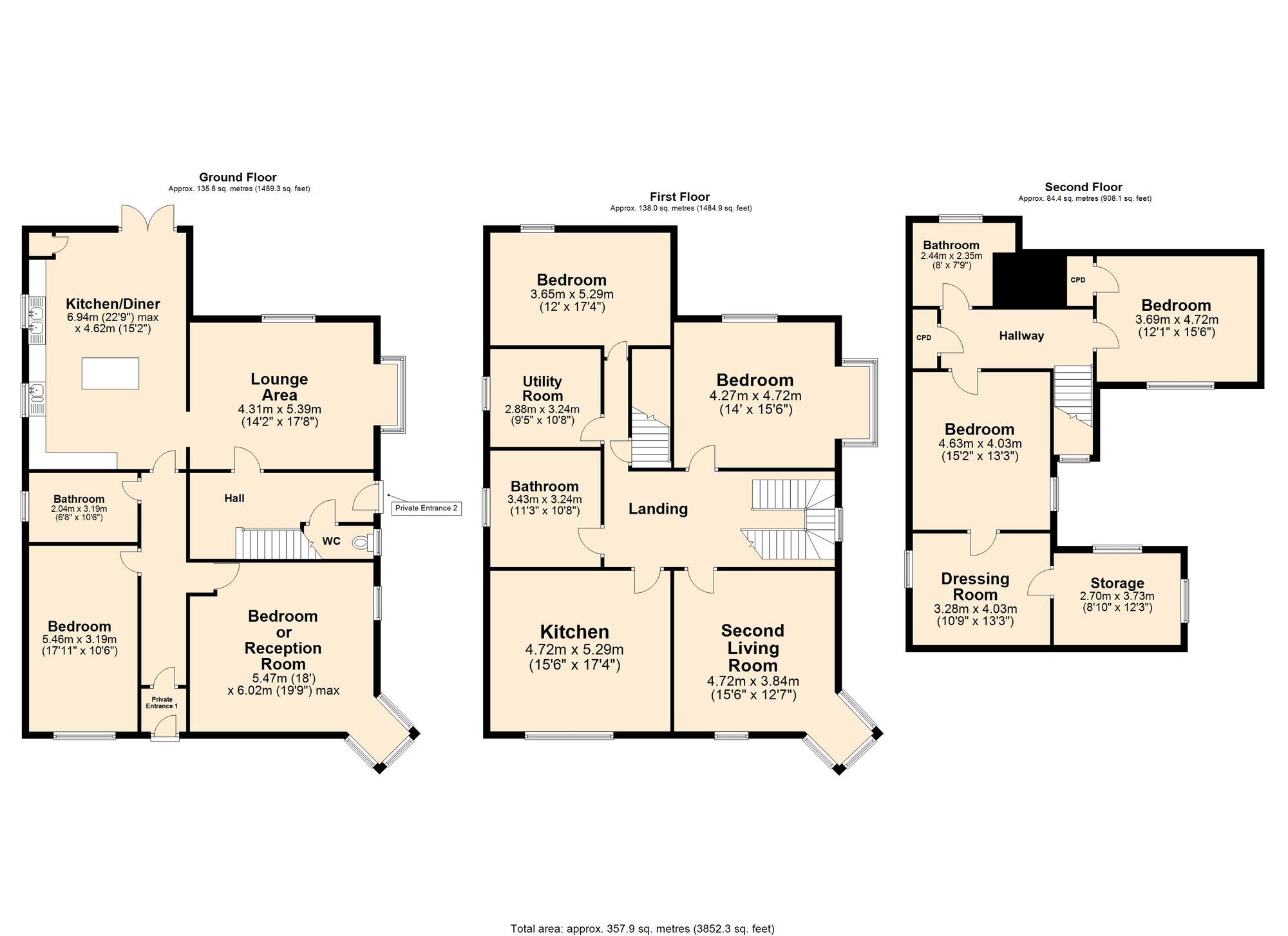 Floorplan of 6 bedroom Detached House for sale, Baldric Road, Folkestone, Kent, CT20