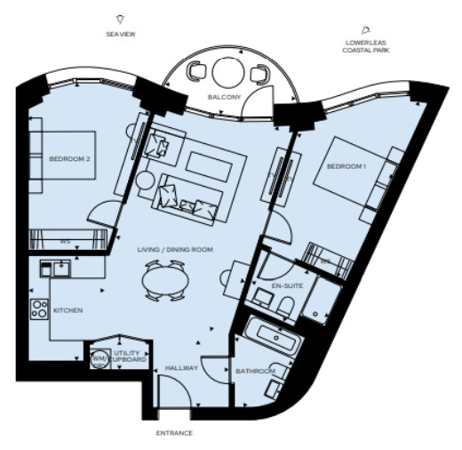 Floorplan of 2 bedroom  Flat for sale, Shoreline Crescent, Folkestone, Kent, CT20