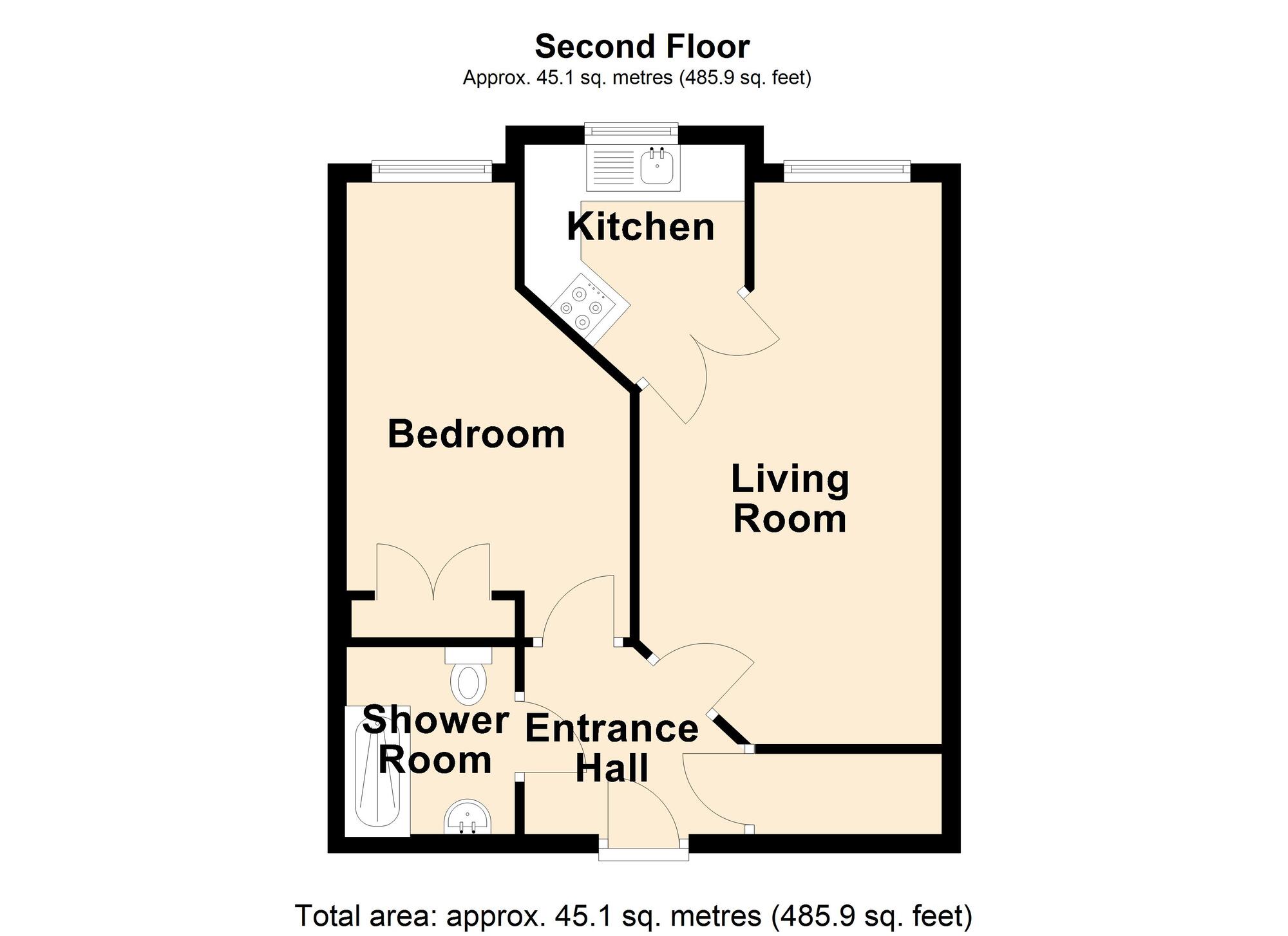 Floorplan of 1 bedroom  Flat for sale, The Bayle, Folkestone, Kent, CT20