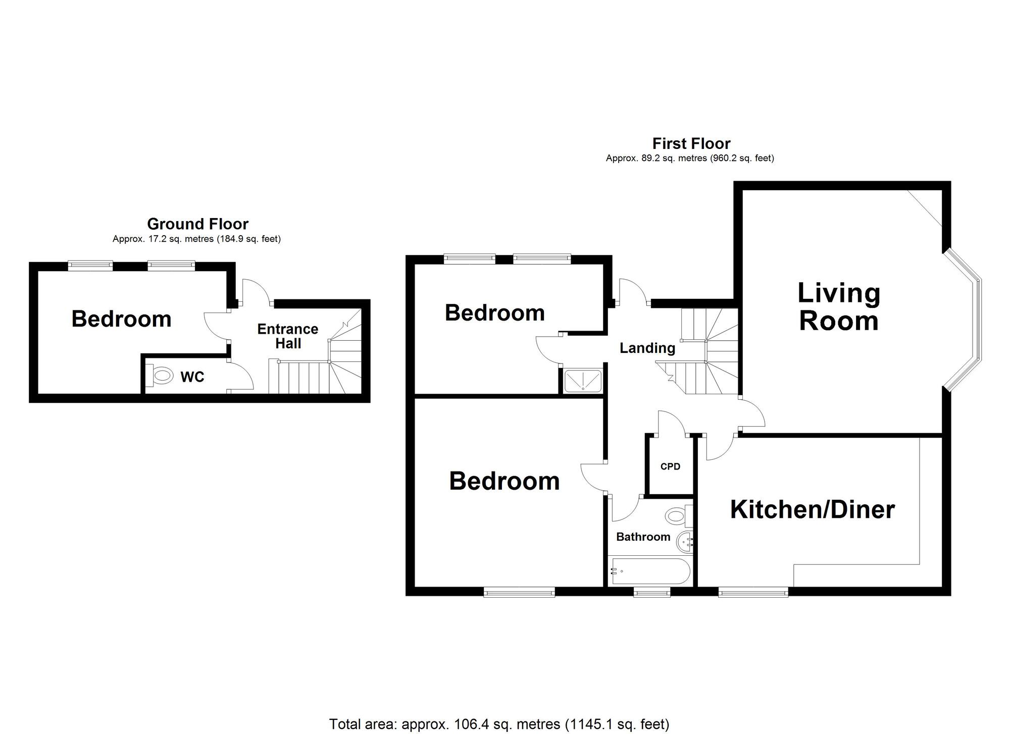 Floorplan of 3 bedroom  Flat for sale, The Leas, Folkestone, Kent, CT20