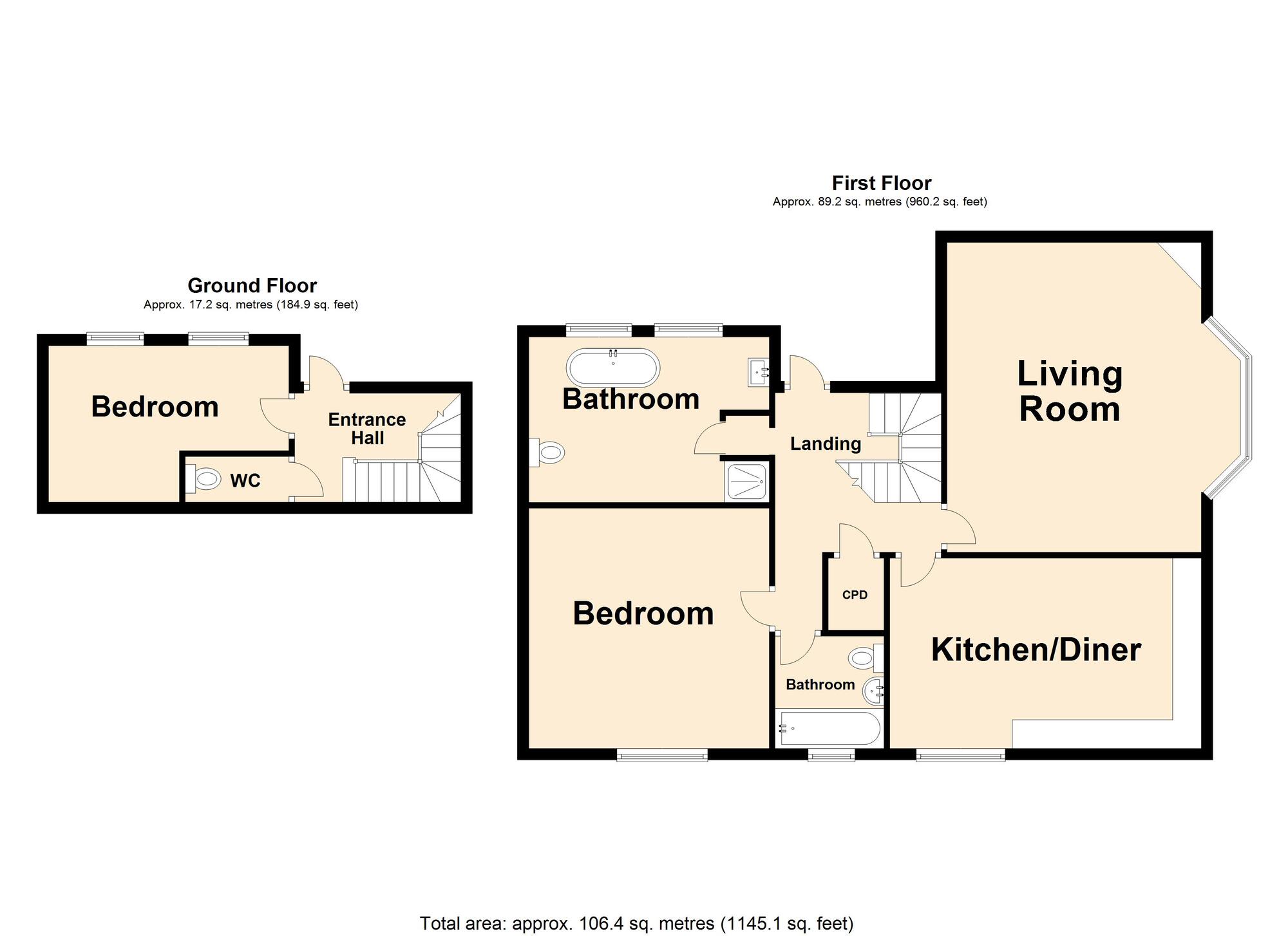 Floorplan of 2 bedroom  Flat for sale, The Leas, Folkestone, Kent, CT20