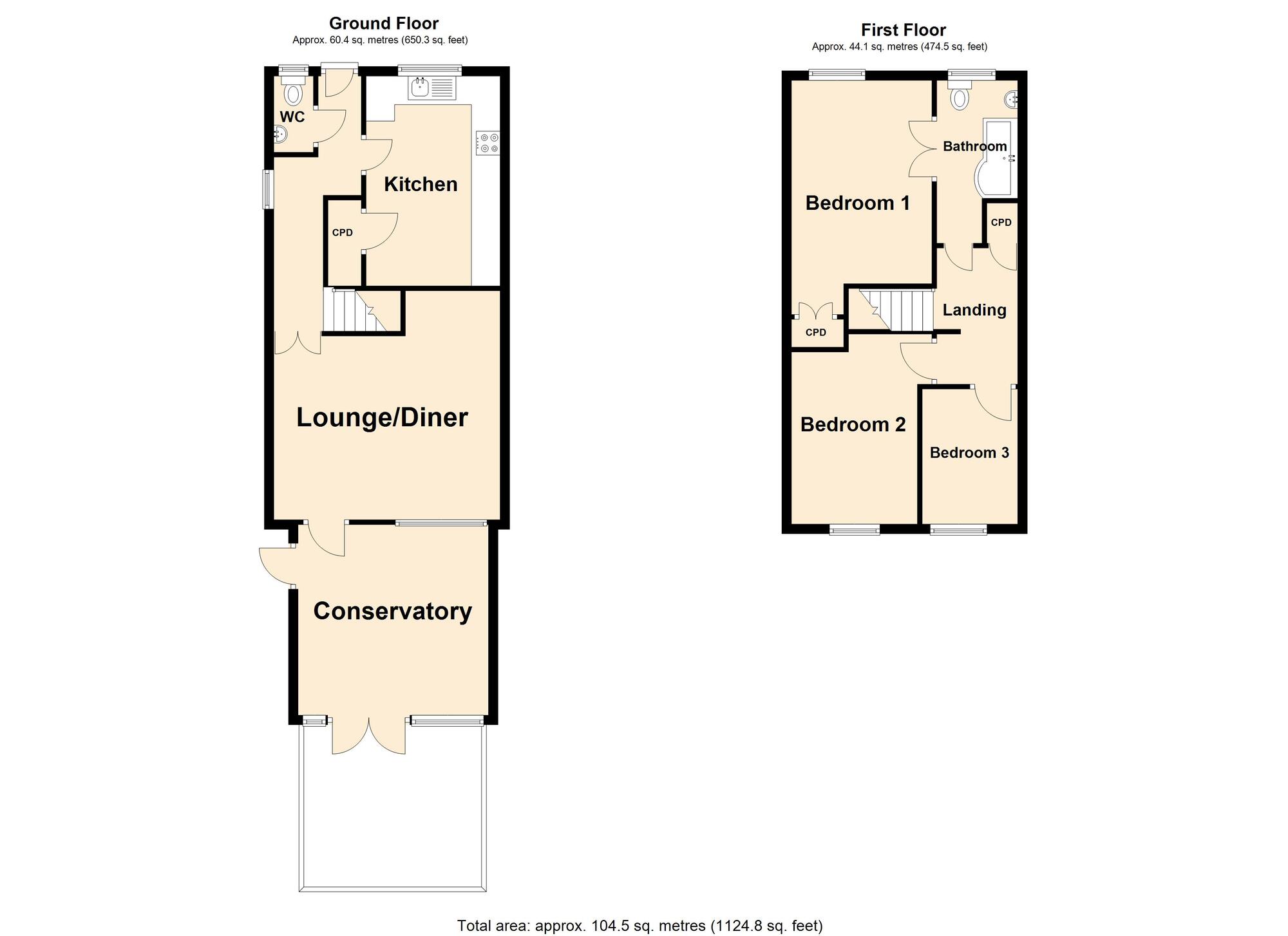 Floorplan of 3 bedroom Semi Detached House for sale, Cricketers Close, Hawkinge, Kent, CT18