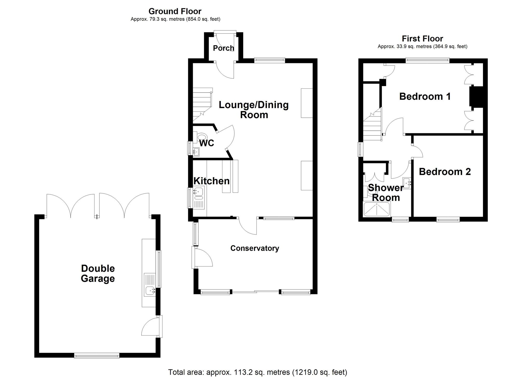 Floorplan of 2 bedroom Semi Detached House for sale, St. Denys Road, Hawkinge, Kent, CT18
