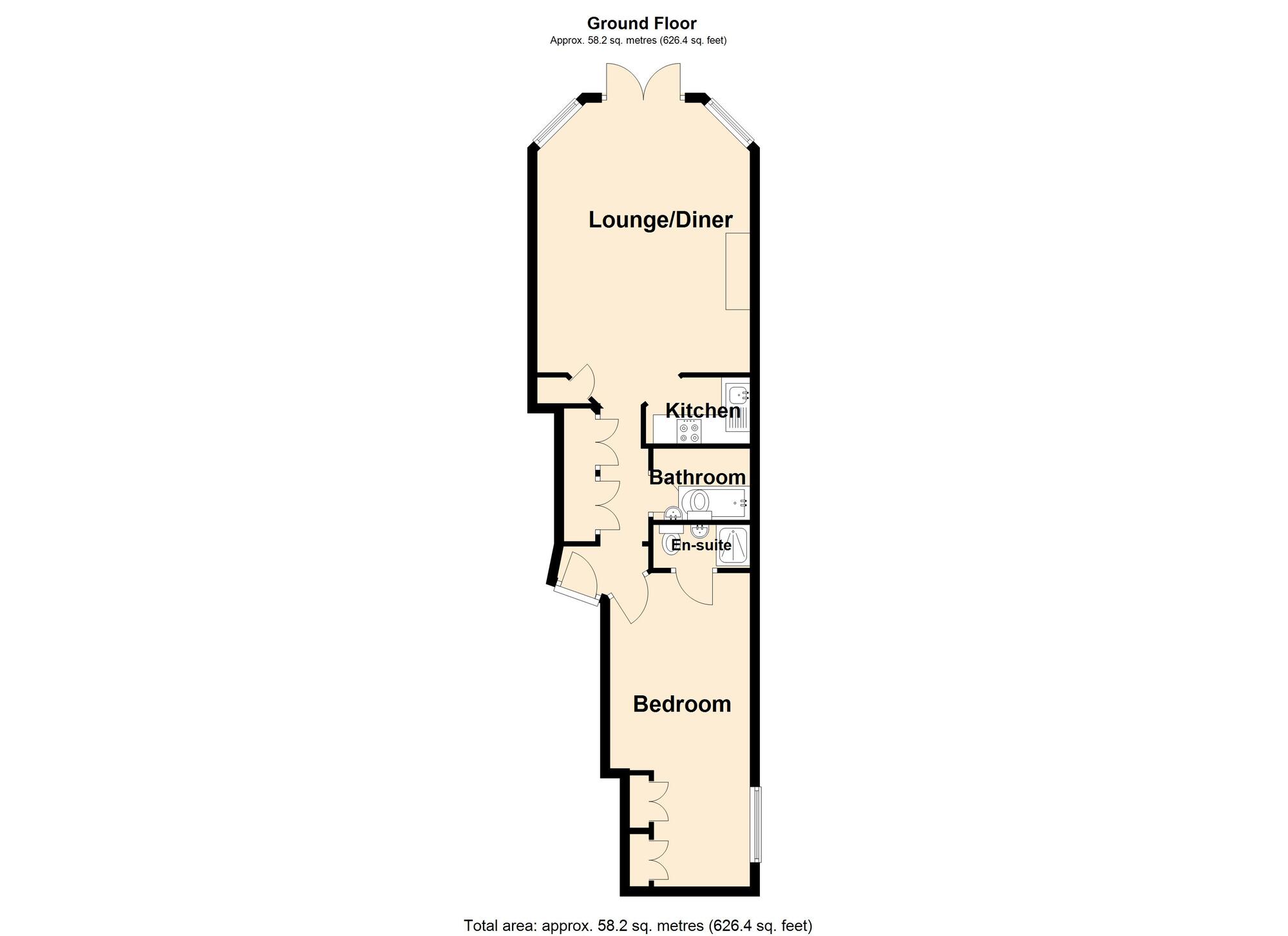 Floorplan of 1 bedroom  Flat for sale, The Grand, The Leas, CT20