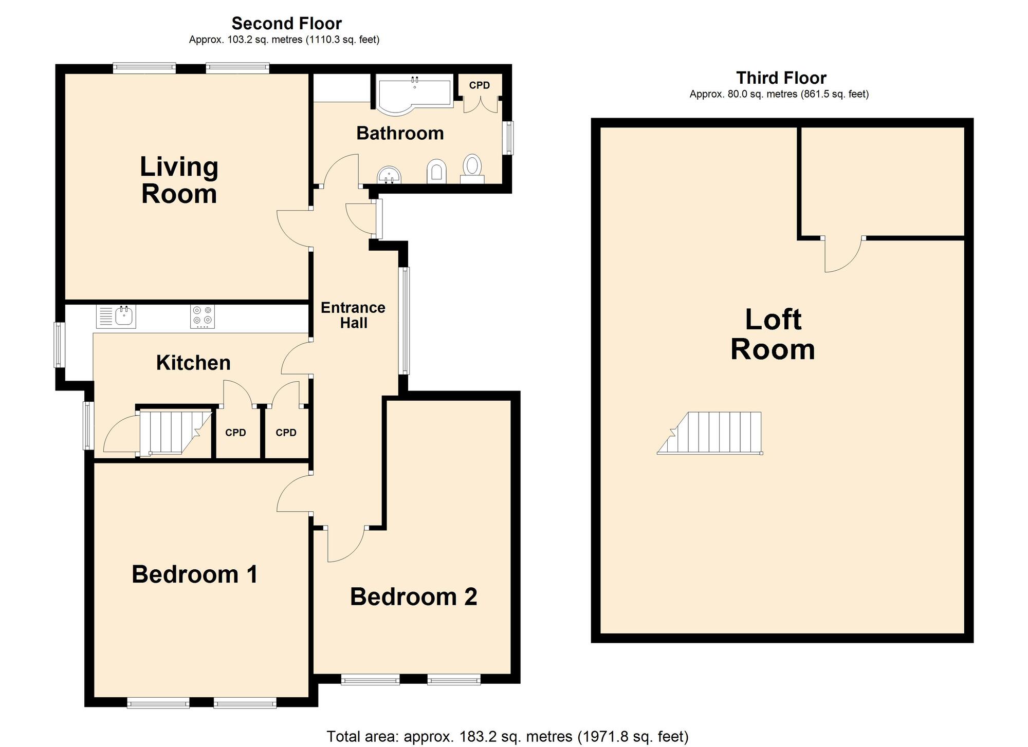 Floorplan of 2 bedroom  Flat for sale, Marten Road, Folkestone, Kent, CT20
