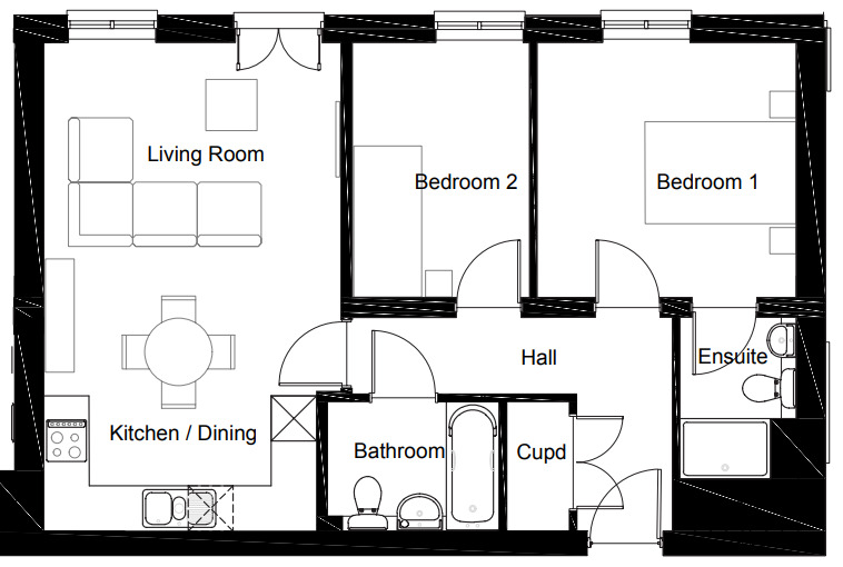 Floorplan of 2 bedroom  Flat for sale, Arras Close, Folkestone, Kent, CT19
